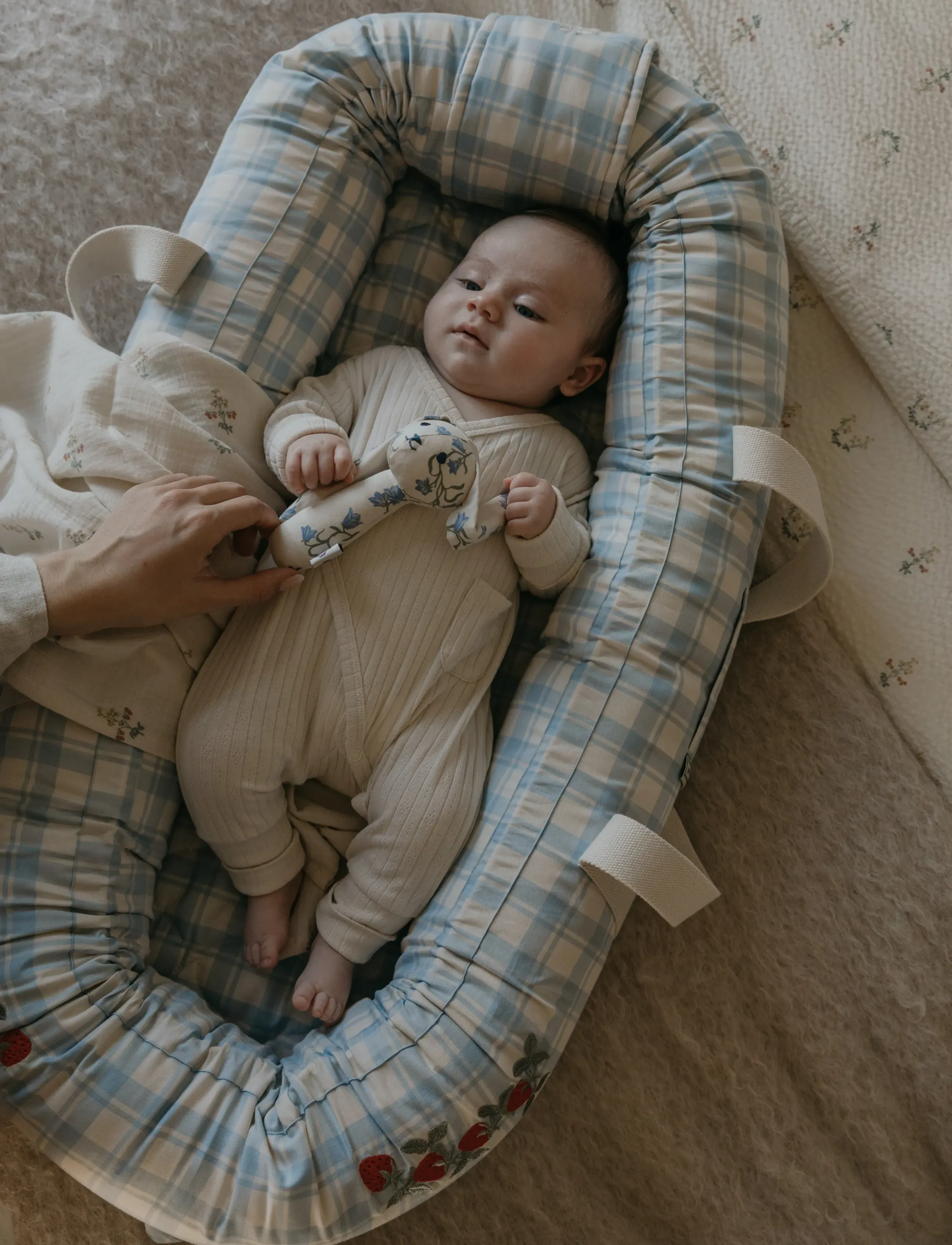 Garbo&Friends Baby Nest, 43X87X16 Cm, Plaid Sky Blue, 100X130, Sleep, Blau - Babynests, Kinder
