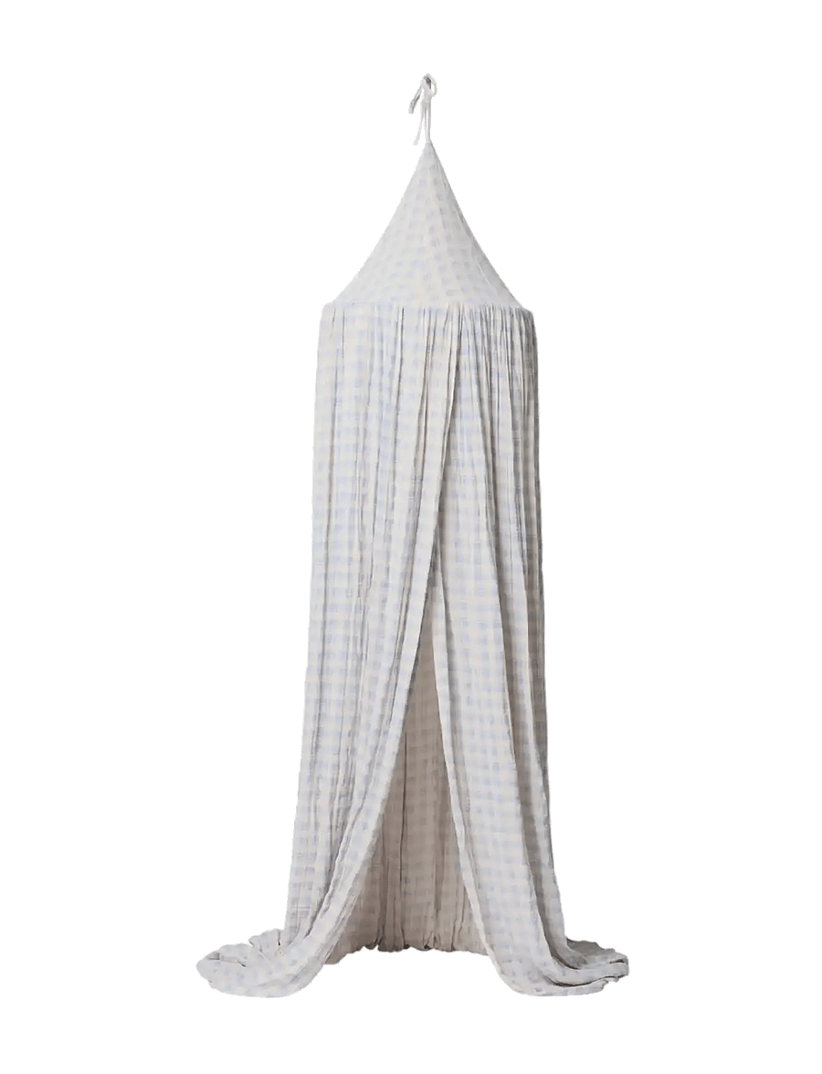 Garbo&Friends - Plaid Sky Blue Muslin Bed Canopy - baldahhiinid - plaid sky blue - 1