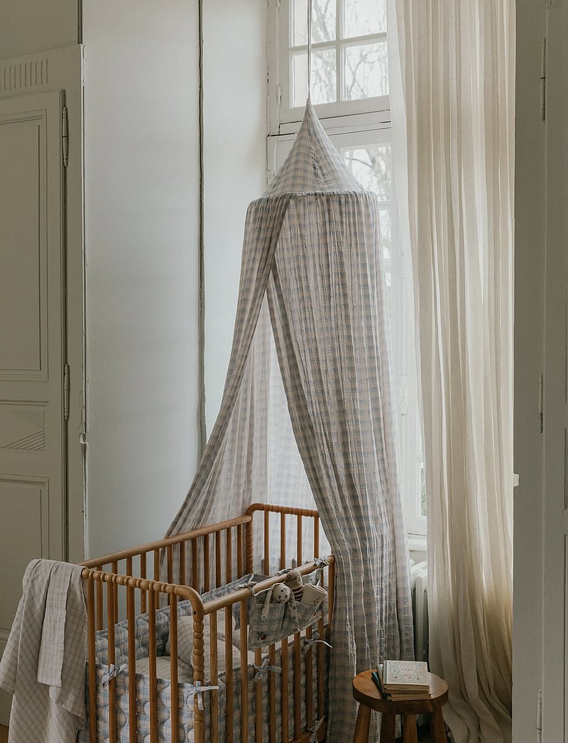 Garbo&Friends - Plaid Sky Blue Muslin Bed Canopy - baldahhiinid - plaid sky blue - 2