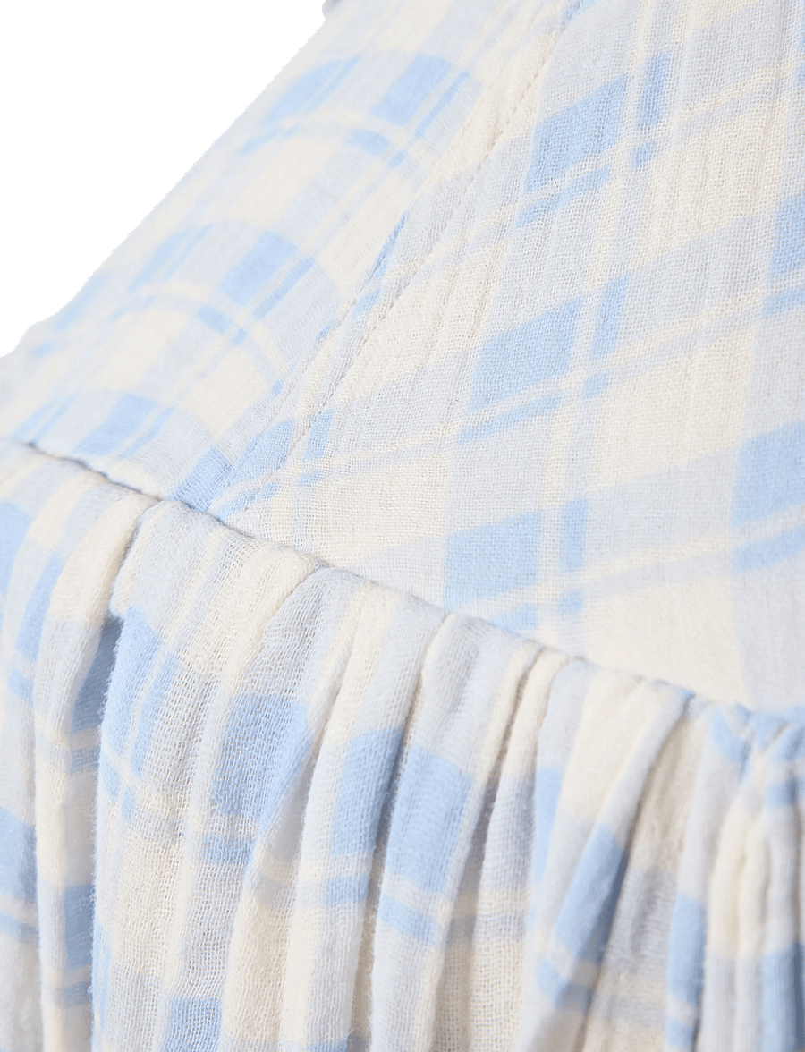 Garbo&Friends - Plaid Sky Blue Muslin Bed Canopy - betthimmel - plaid sky blue - 3