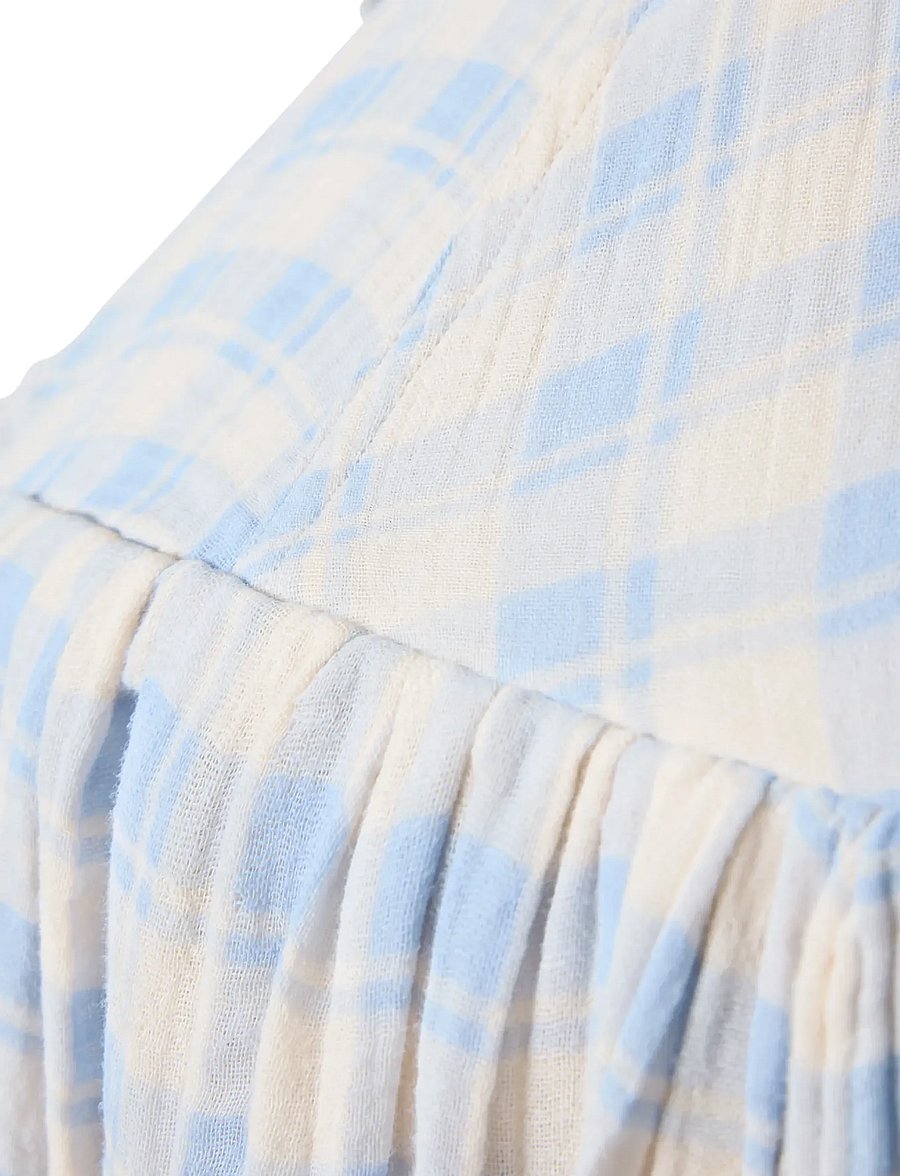 Garbo&Friends - Plaid Sky Blue Muslin Bed Canopy - baldahhiinid - plaid sky blue - 3