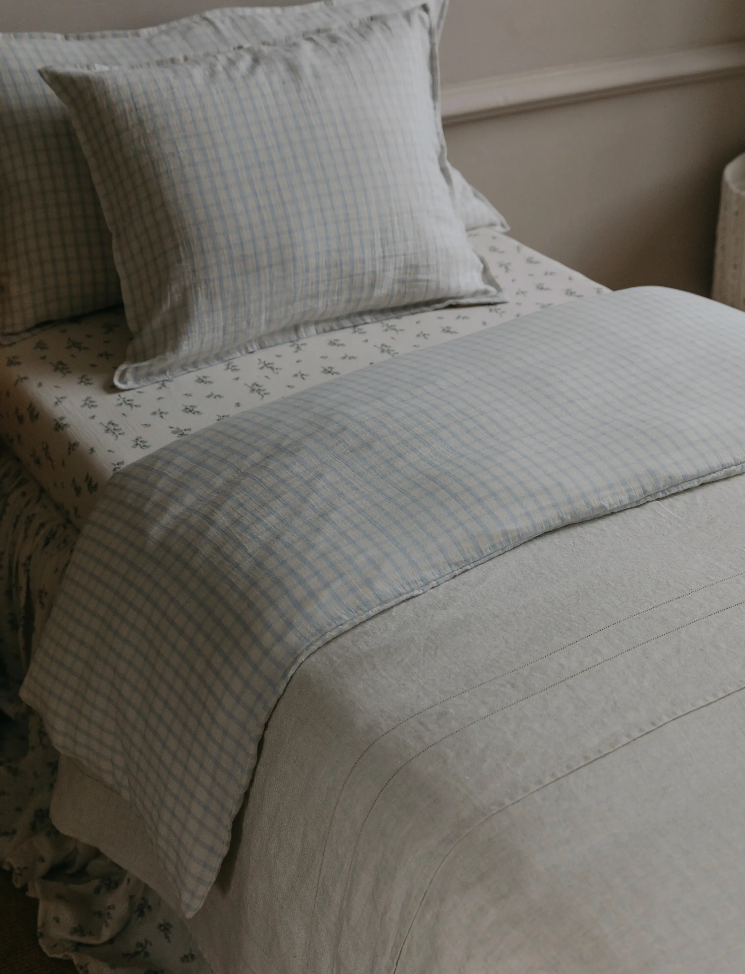 Garbo&Friends - Muslin Duvet Cover Single, 140x200 cm, Gingham Sky blue - bettbezüge - gingham sky blue - 3