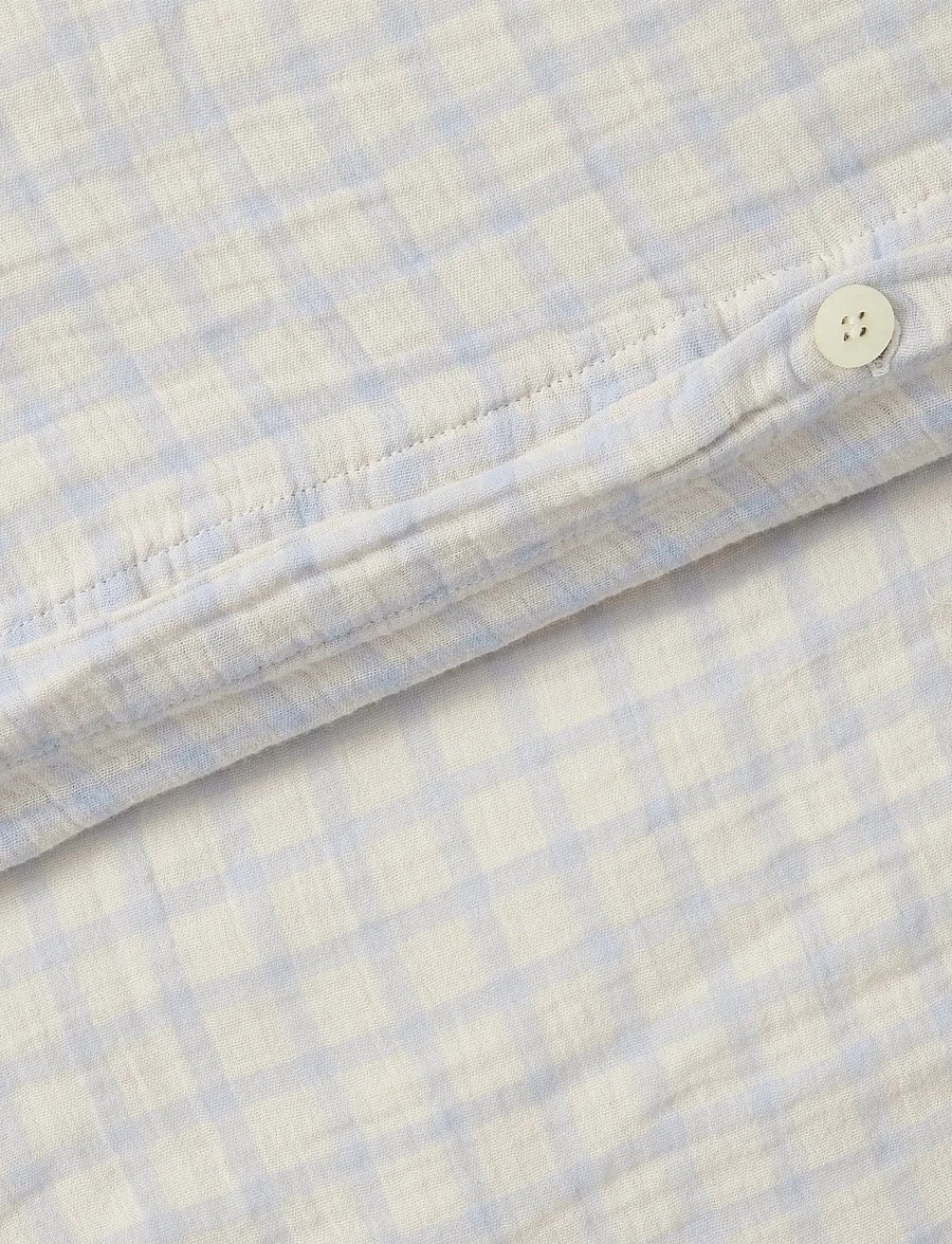 Garbo&Friends - Muslin Duvet Cover Single, 140x200 cm, Gingham Sky blue - bettbezüge - gingham sky blue - 4
