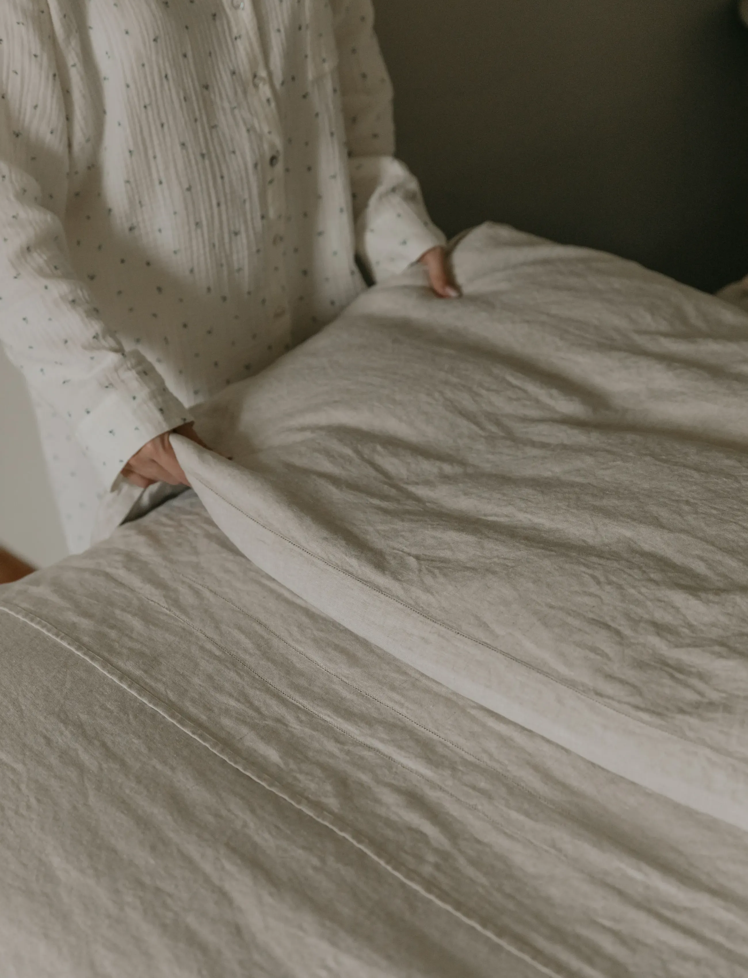 Garbo&Friends Linen Hemstitched Duvet Cover Single 150X210 Cm, 140X200 cm, Bedtextiles, Beige - Covers, Homeware