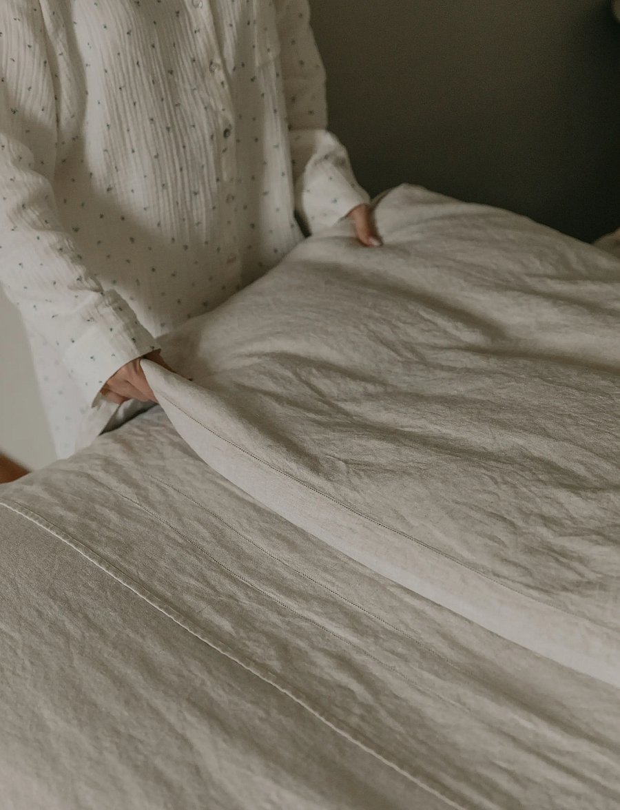 Garbo&Friends - Linen Hemstitched Linen Duvet Cover Single 150x210 cm - housses de couette - linen - 0