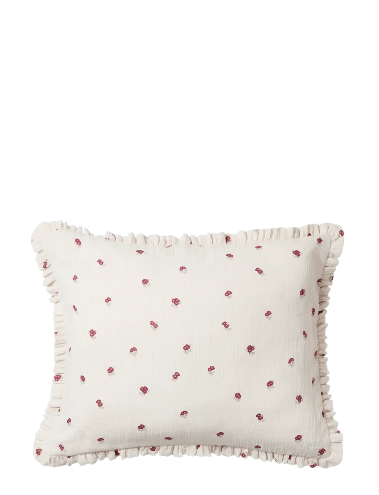 Garbo&Friends Rosehip  Muslin Frill Pillowcase 50x90 cm - Kids home - BURGHUNDY / white