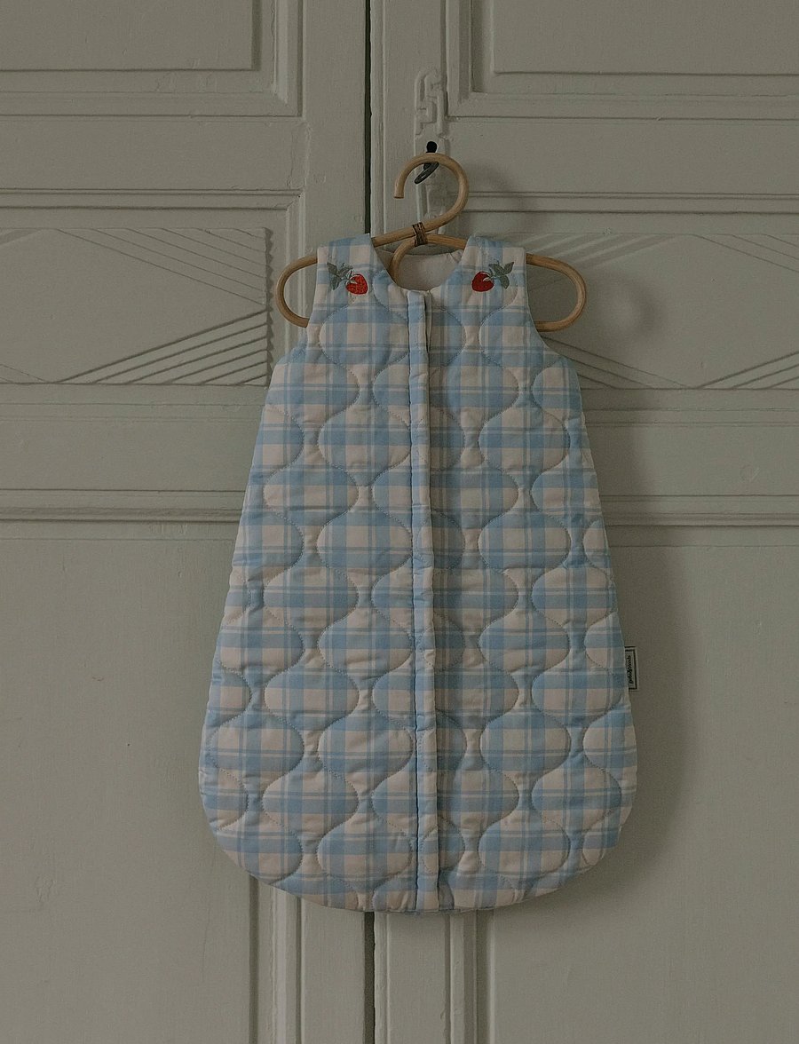 Garbo&Friends - Plaid Sky Blue Quilted Sleeping Bag - babysoveposer - plaid sky blue - 0