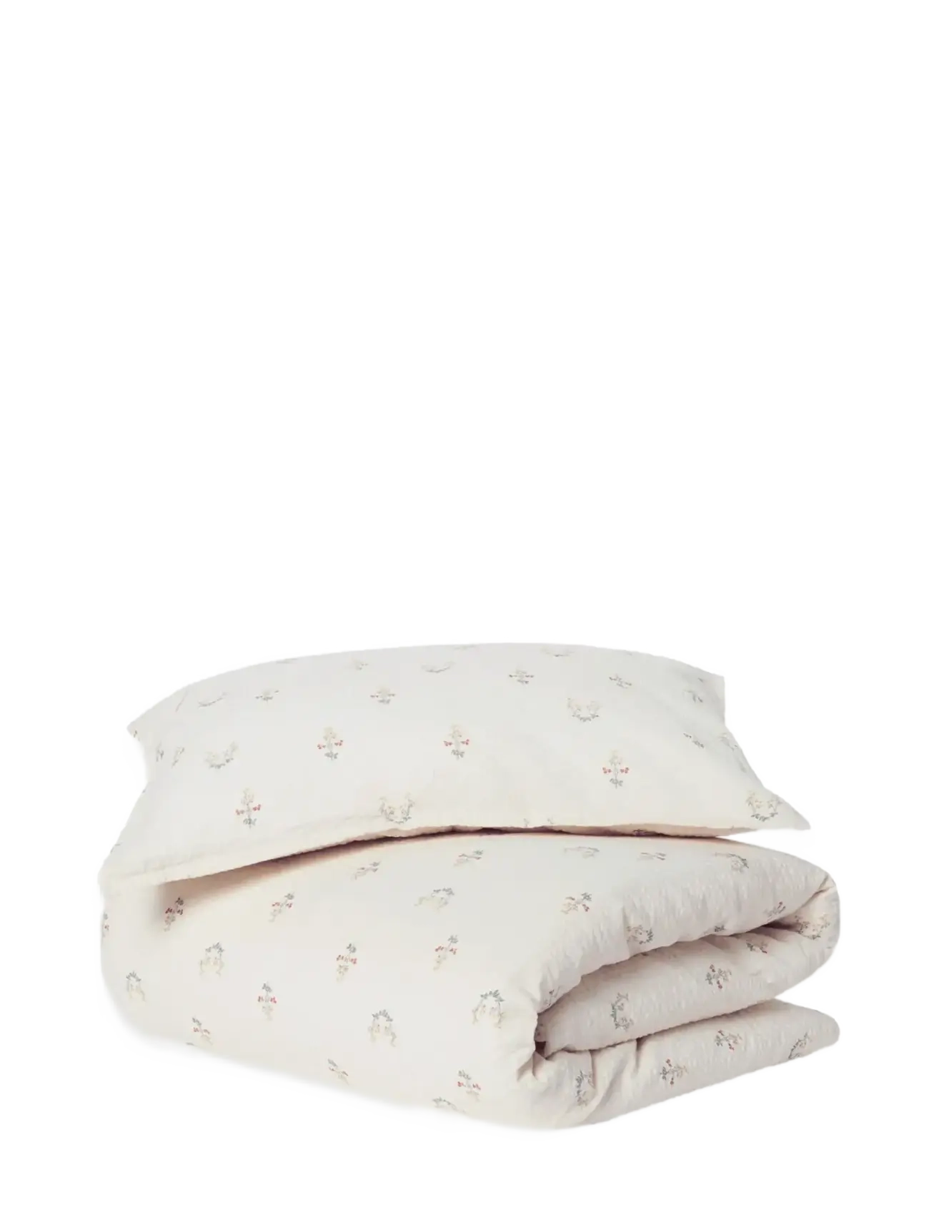 Garbo&Friends Seersucker Bed Set Junior, 100X140/ 40X45 Cm, La Fraise, Bed Sæt, Creme, Str: 100X140.40X45 x 100