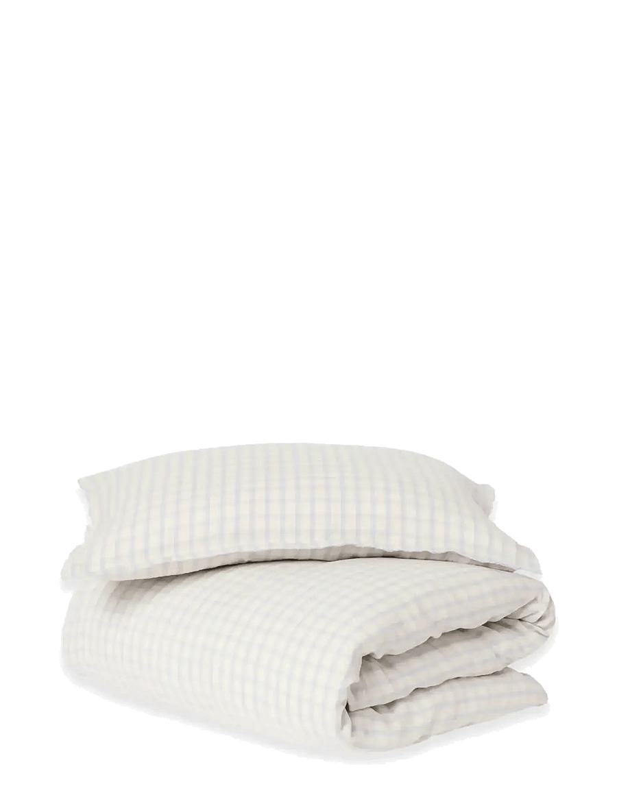 Garbo&Friends - Muslin Bed Set Junior, 100x140/ 40x45 cm, Gingham Sky blue - gingham sky blue - 1
