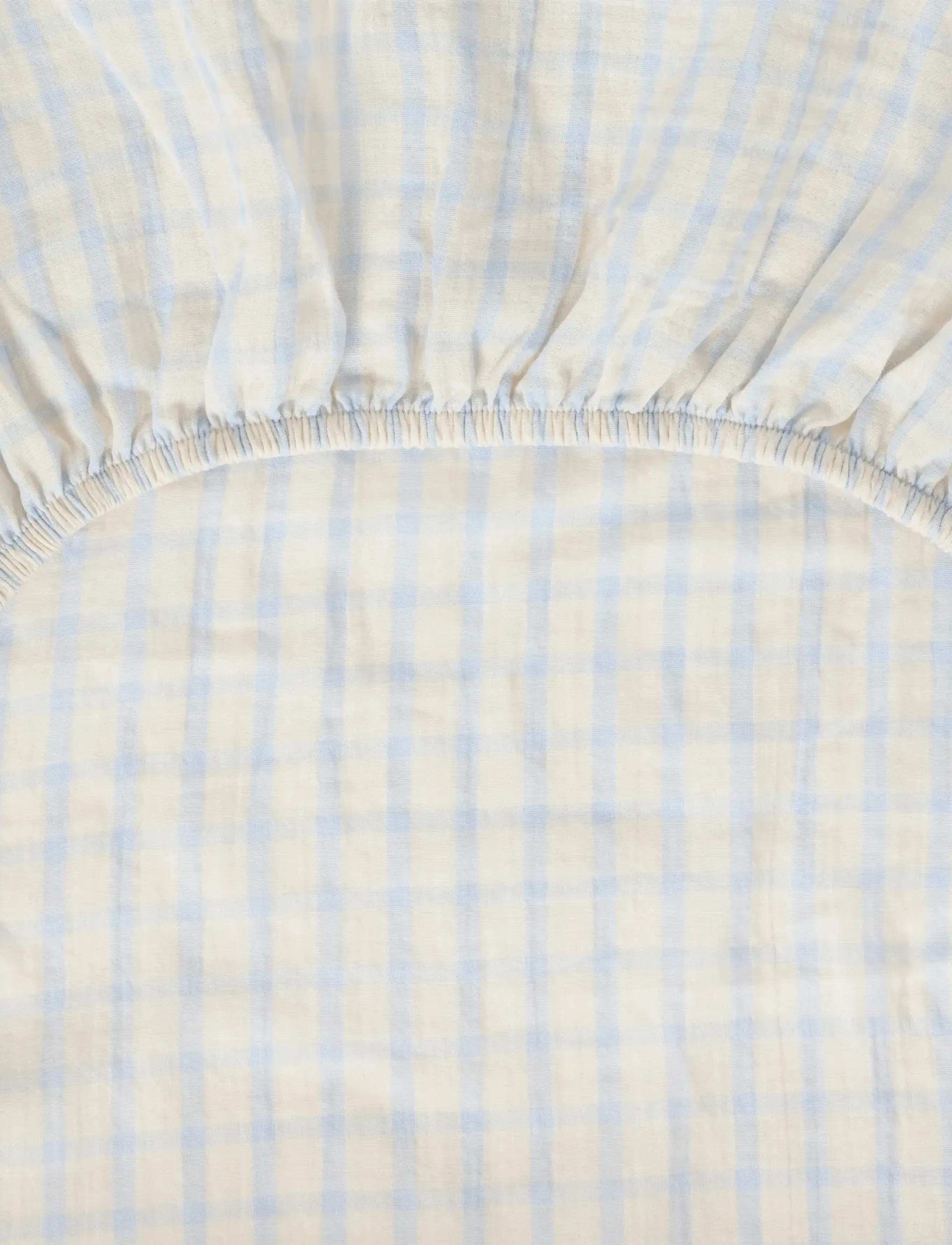 Garbo&Friends - Muslin Fitted Sheet Single, 90x200 cm, Gingham Sky blue - voodilinad - gingham sky blue - 3
