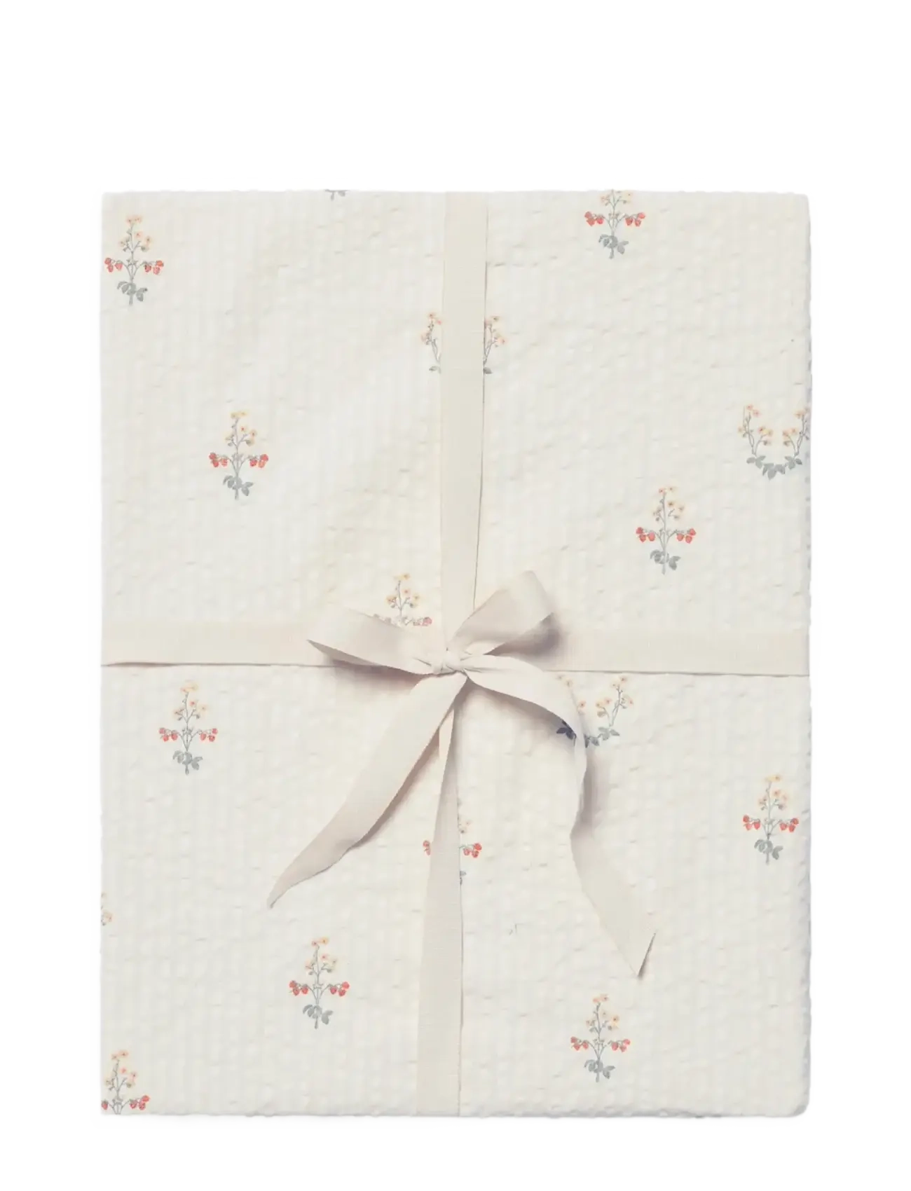 Garbo&Friends Seersucker Fitted Sheet Junior, 70x140x20 cm, La Fraise - Barnaherbergið - LA FRAISE / cream