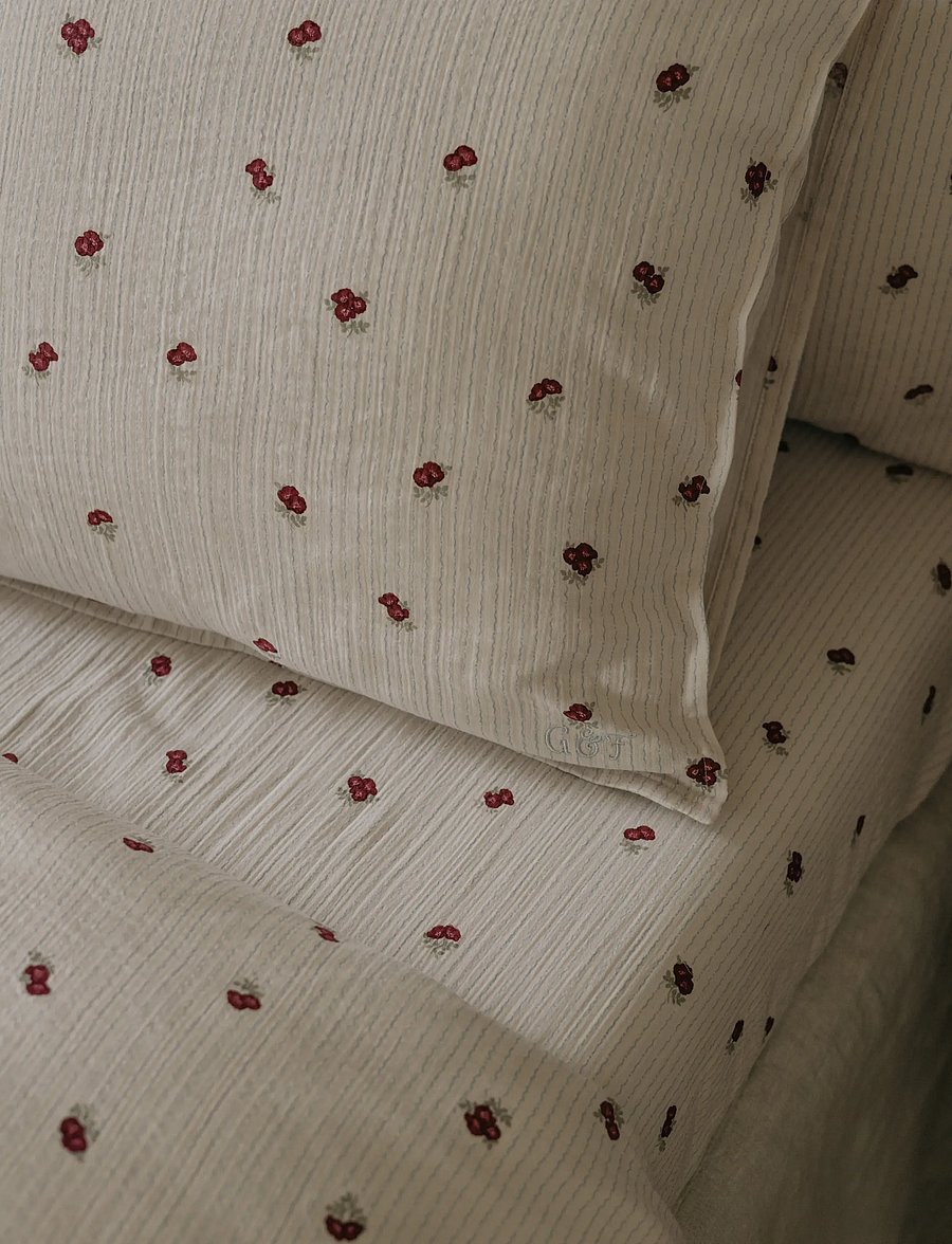 Garbo&Friends - Rosehip Muslin Fitted Sheet Junior Rosehip - bettlaken - rosehip - 3