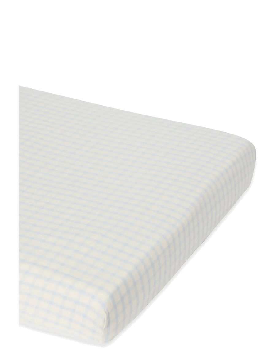 Garbo&Friends - Muslin Fitted Sheet Junior, 70x140x20 cm, Gingham Sky blue - bettlaken - gingham sky blue - 2