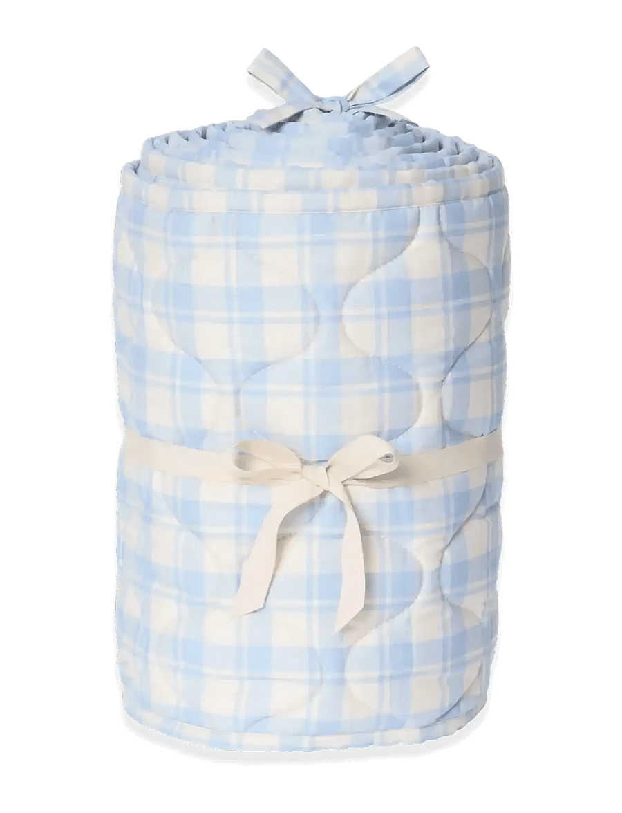 Garbo&Friends - Plaid Sky Blue Quilted Crib Bumper - sengerande - plaid sky blue - 1