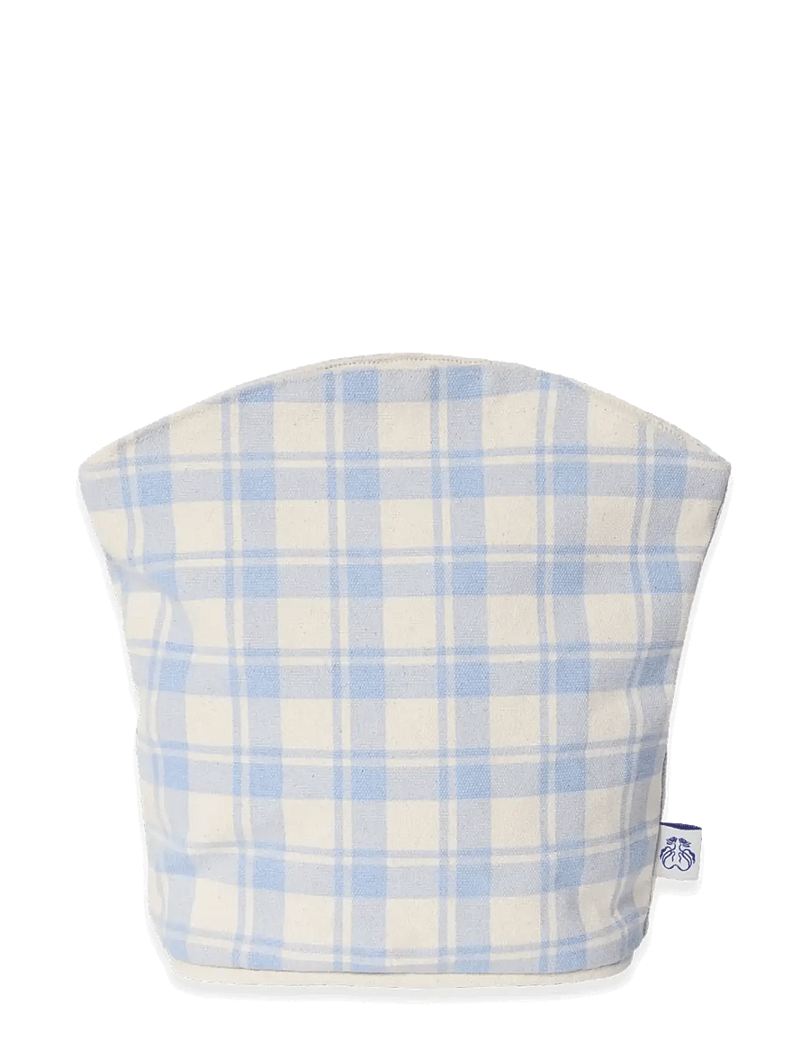 Garbo&Friends - Toiltery bag, Large, Plaid Sky Blue - plaid sky blue - 1