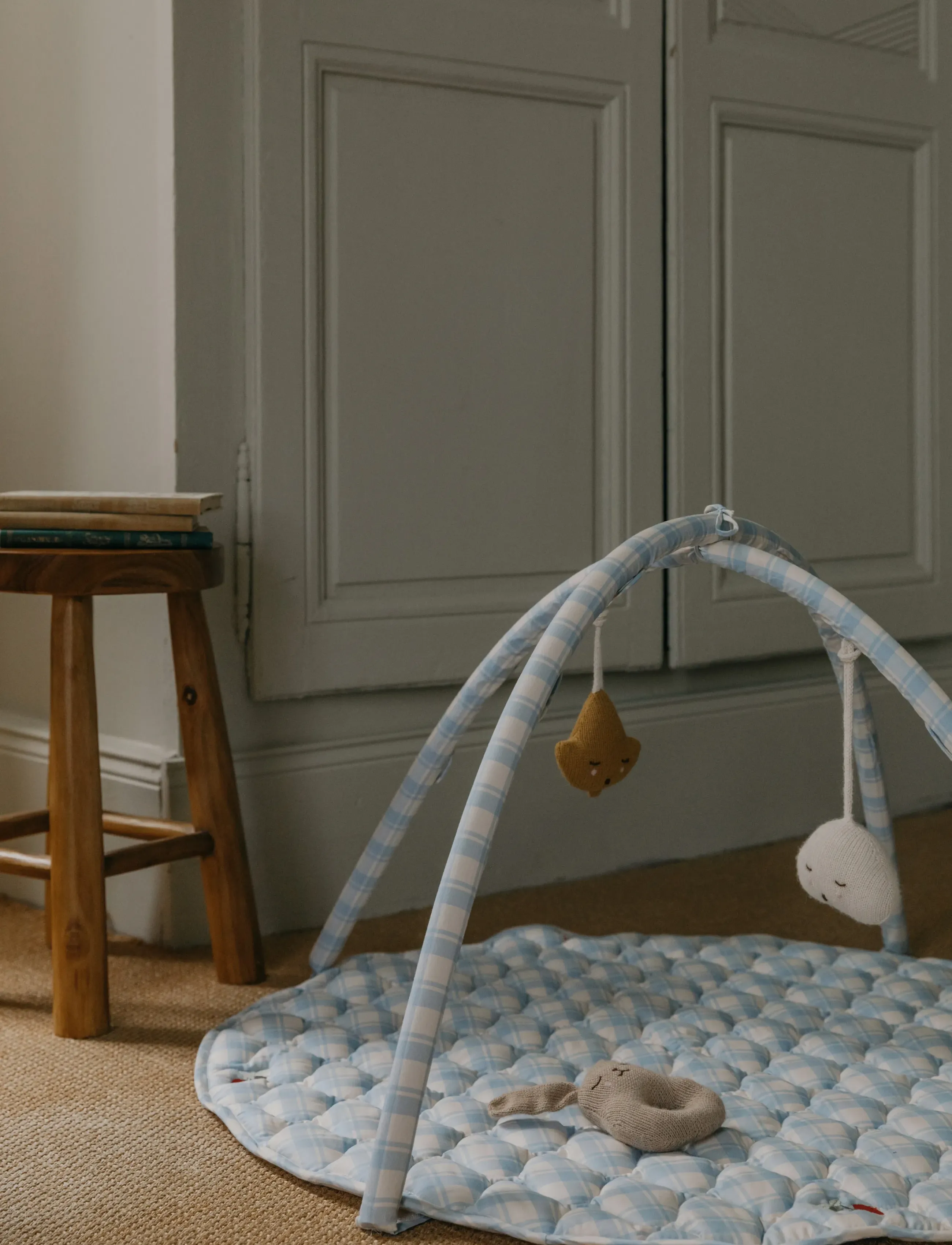 Garbo&Friends Plaid Sky Blue Quilted Playmat, 70X140, Baby Nursery, Blau - Play Mats, Kinder