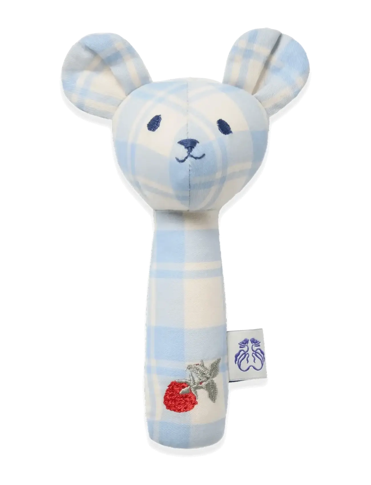 Garbo&Friends Plaid Sky Blue  Rattle Bear - Babyprodukte - PLAID SKY BLUE / blue
