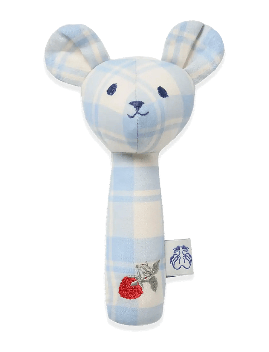 Garbo&Friends - Plaid Sky Blue Rattle Bear - skallror - plaid sky blue - 1