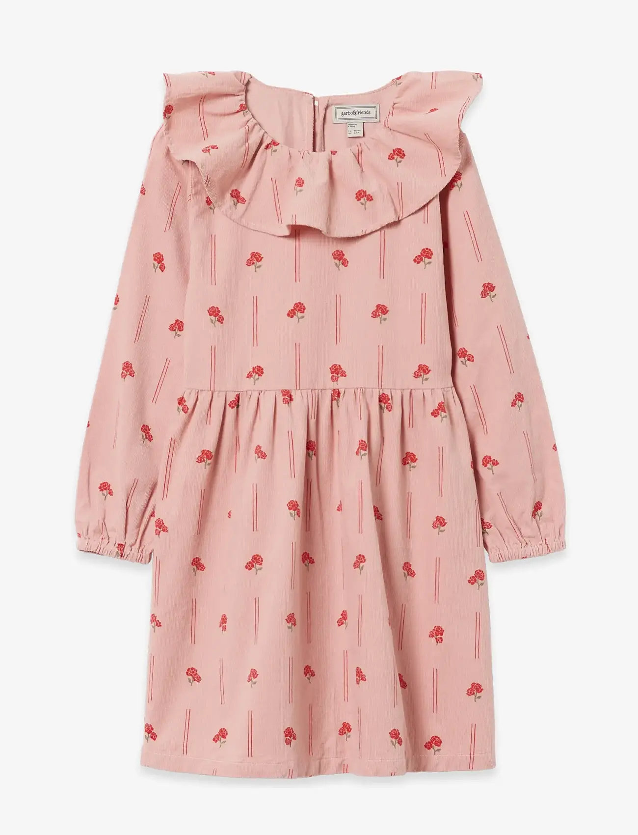 Garbo&Friends - Micro Corduroy Long Sleeve Dress - långärmade babyklänningar - peony - 1