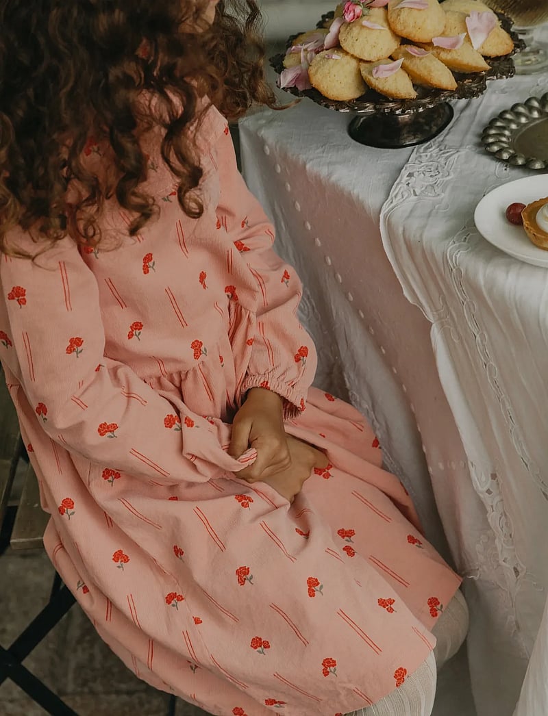 Garbo&Friends - Micro Corduroy Long Sleeve Dress - långärmade babyklänningar - peony - 0