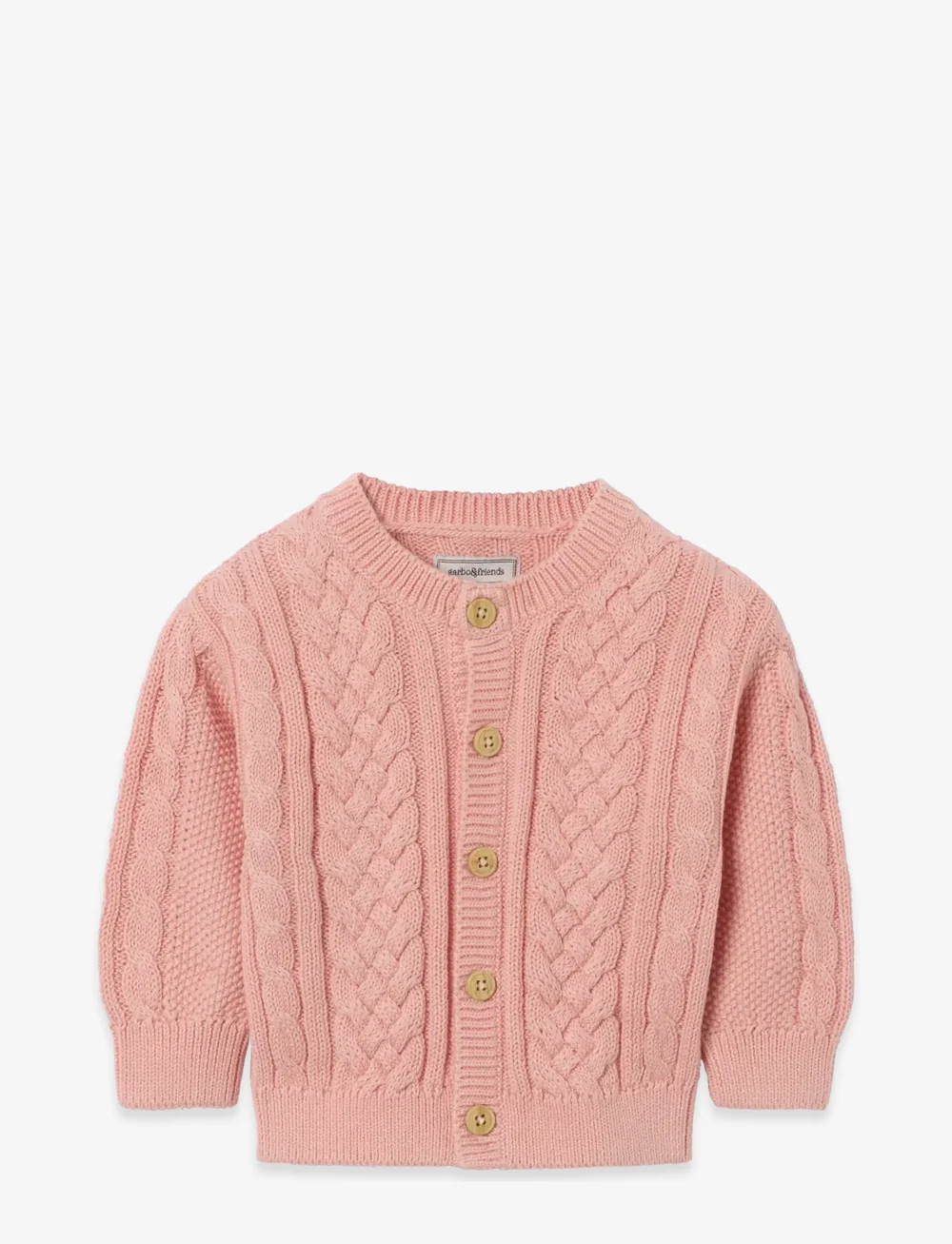 Garbo&Friends - Cable Knitted Cardigan - cardigans - pink - 1