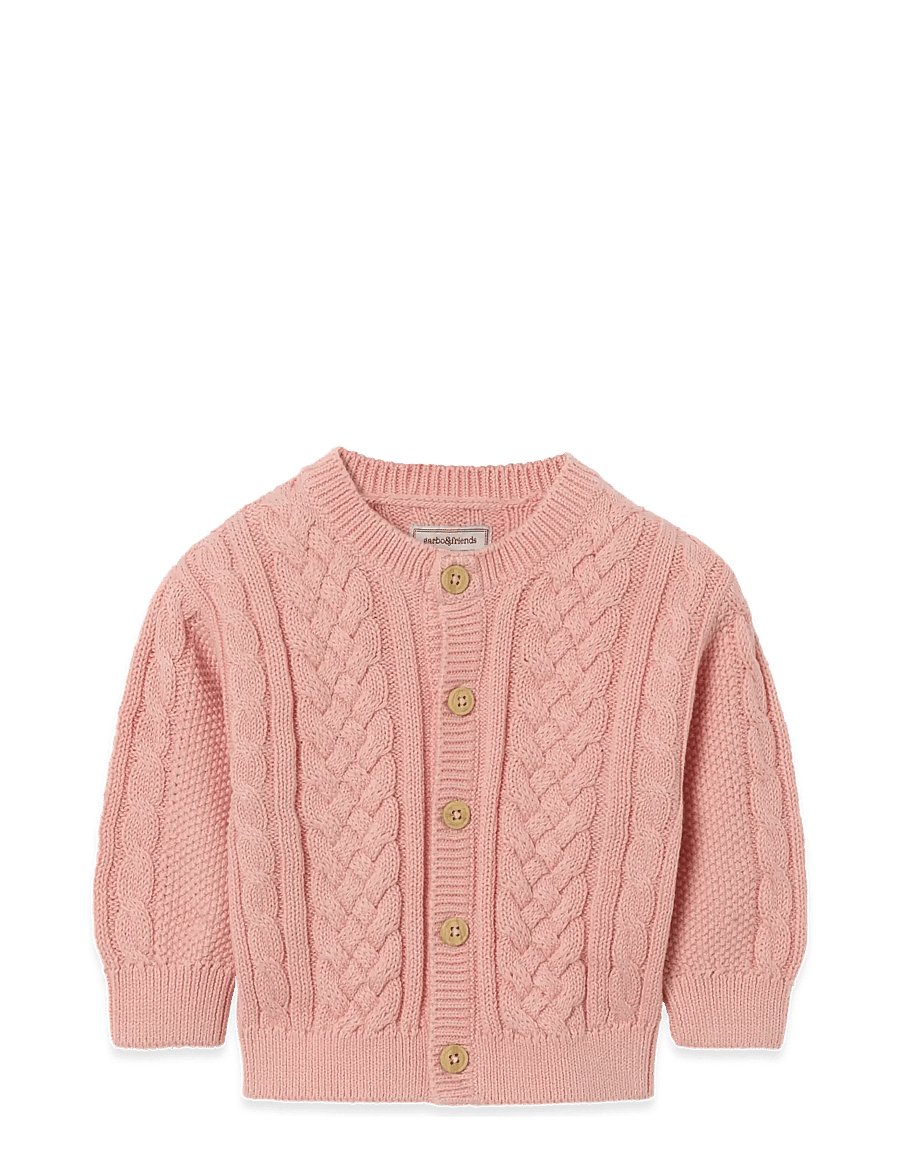 Garbo&Friends - Cable Knitted Cardigan - cardigans - pink - 1