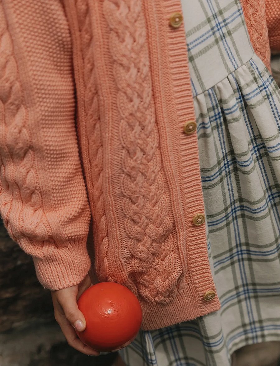 Garbo&Friends - Cable Knitted Cardigan - cardigans - pink - 3