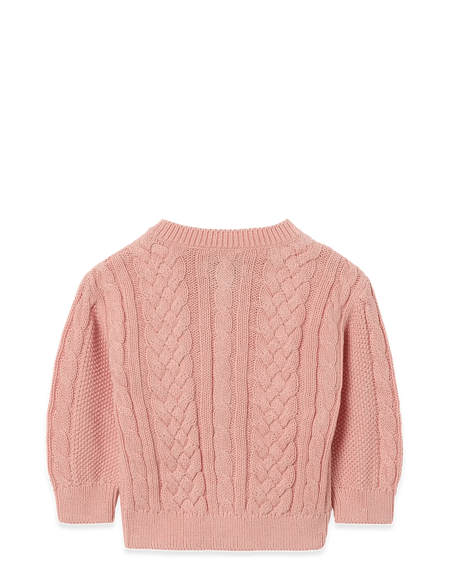 Garbo&Friends - Cable Knitted Cardigan - cardigans - pink - 2