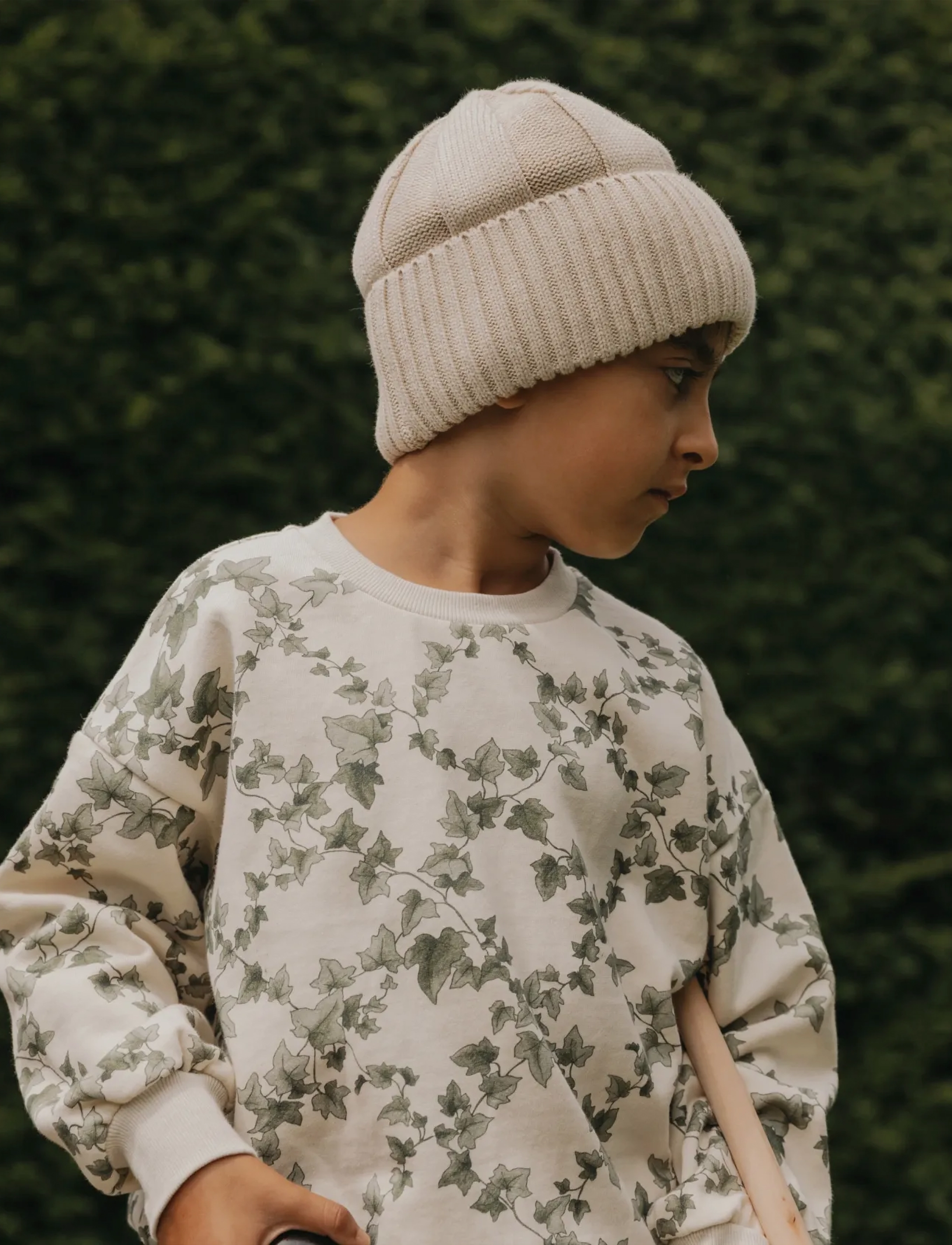 Garbo&Friends Sweatshirt, Børn, Rosenprint Sweatshirt, Cream, Str: 74/80