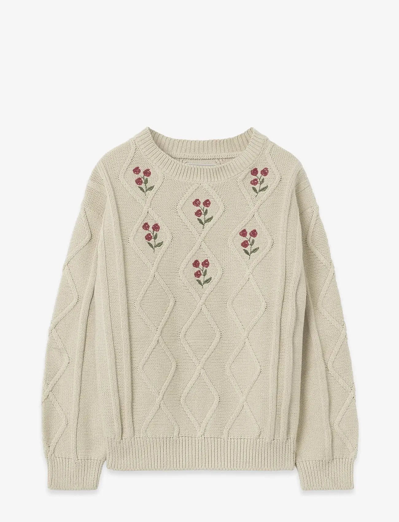Garbo&Friends - Embroidery Knitted Sweater - pullover - oat - 1