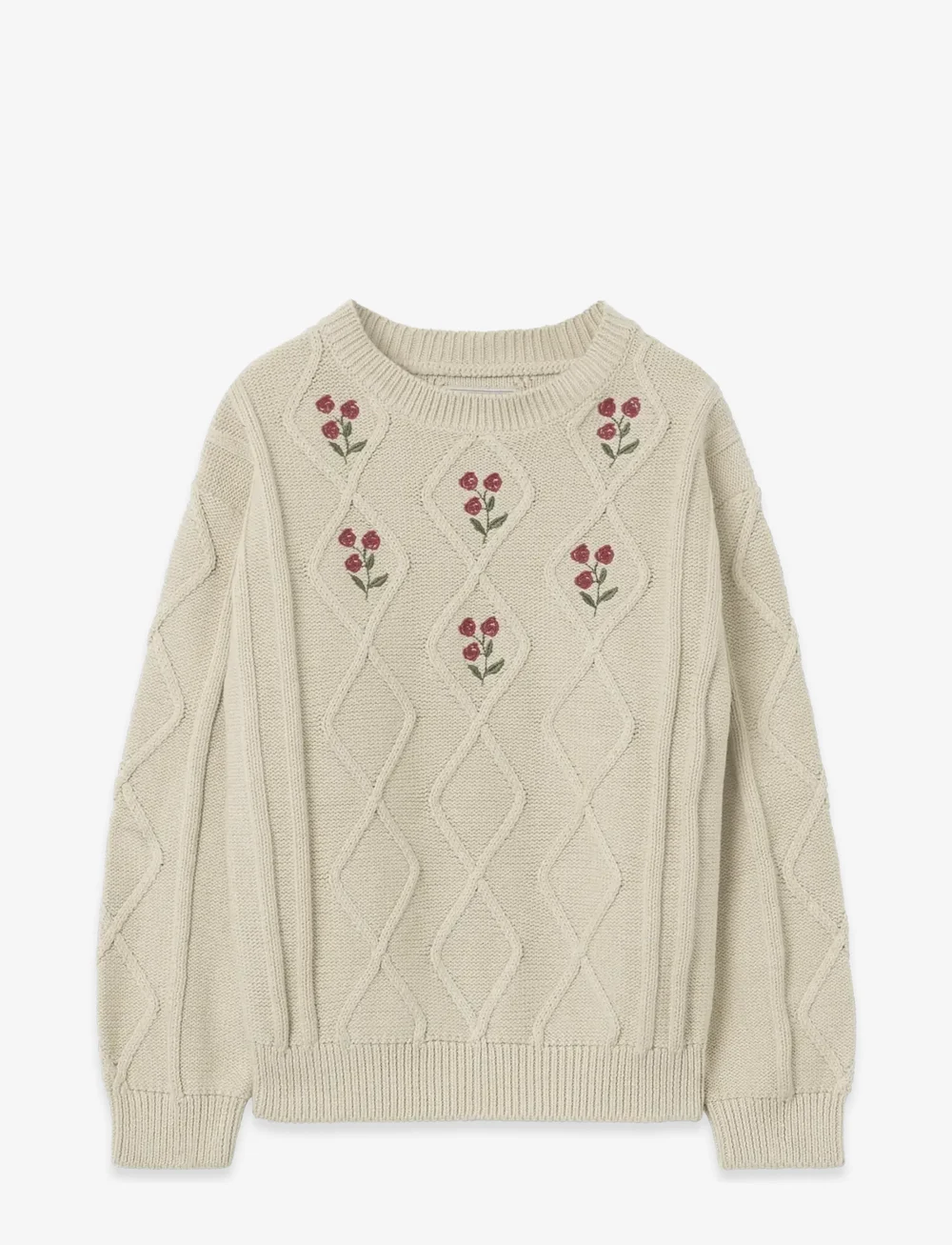 Garbo&Friends - Embroidery Knitted Sweater - pullover - oat - 1