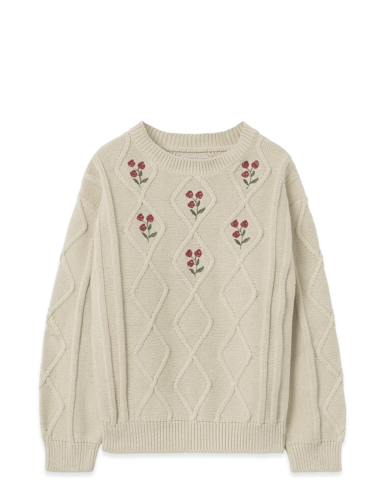 Garbo&Friends Embroidery Knitted Sweater - Pullover - OAT / cream