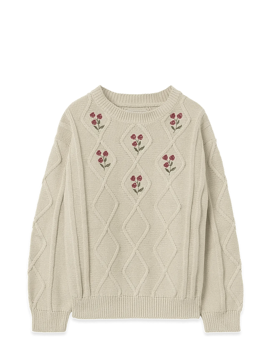 Garbo&Friends - Embroidery Knitted Sweater - truien - oat - 1