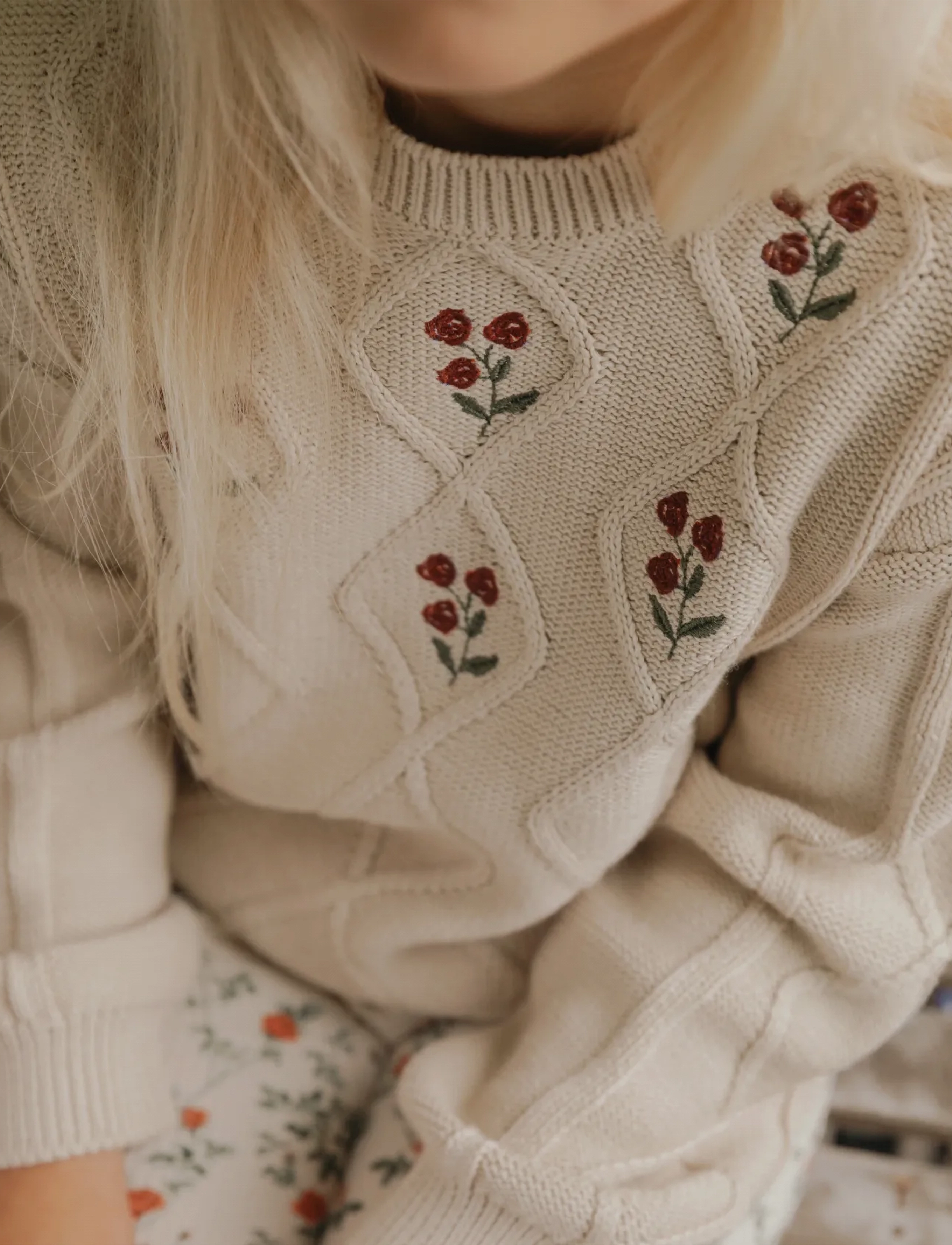 Garbo&Friends - Embroidery Knitted Sweater - peysur - oat - 5