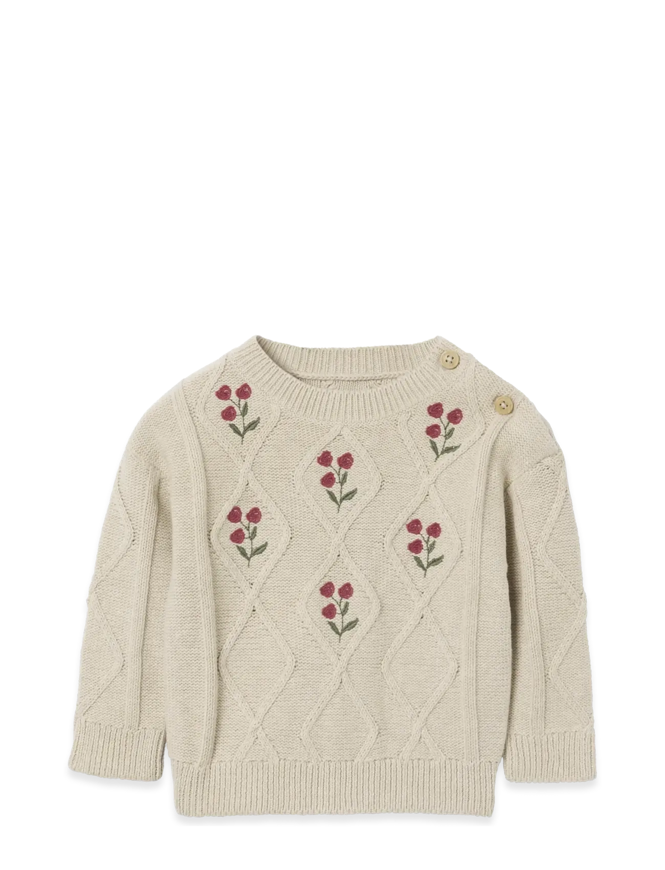 Garbo&Friends - Embroidery Knitted Sweater - peysur - oat - 2
