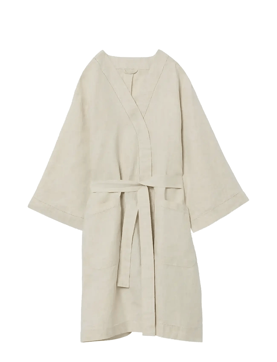 Garbo&Friends - Linen Hemstitched Linen Bathrobe M/L - alltags-style - linen - 1