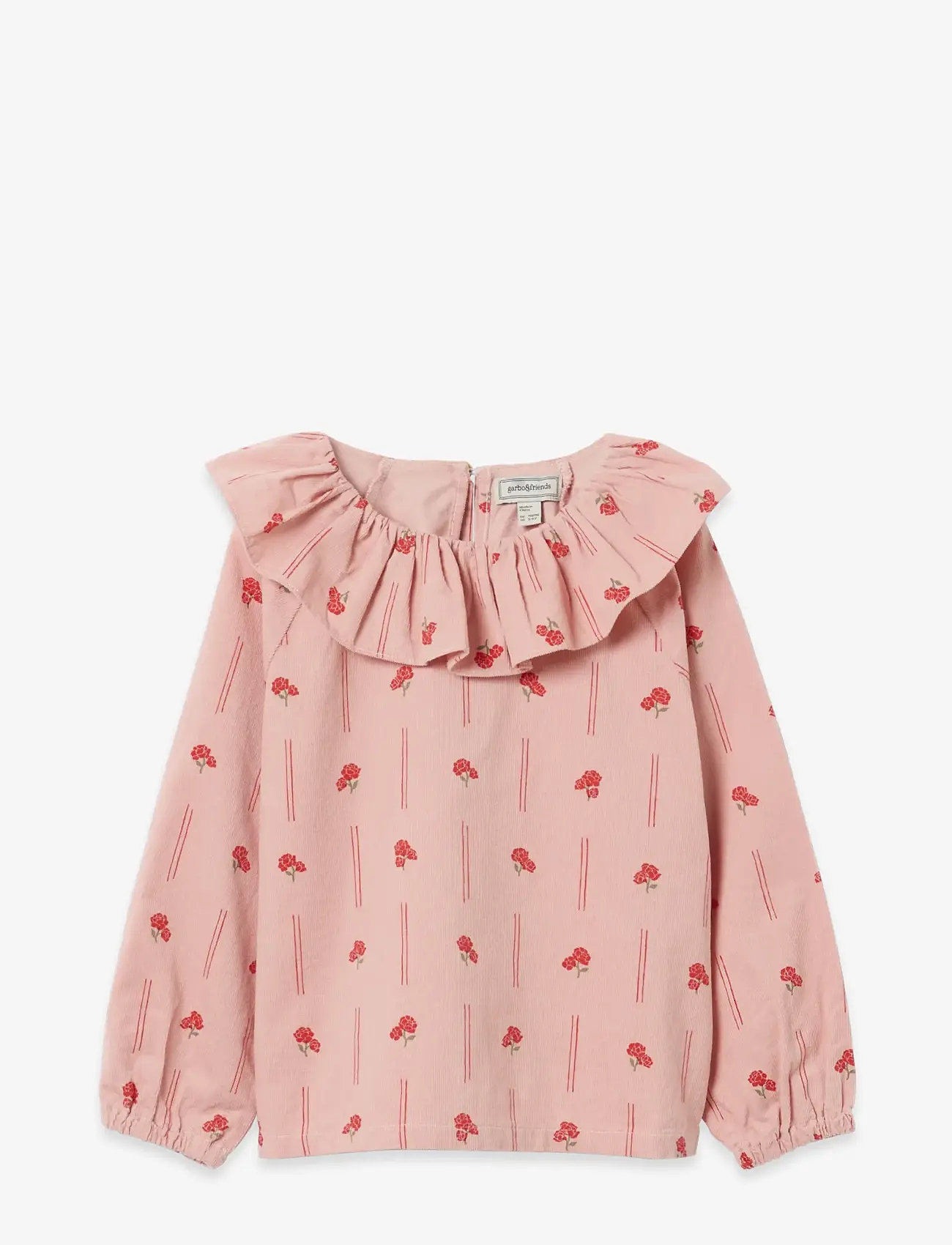 Garbo&Friends - Micro Corduroy Long Sleeve Blouse - blusar & tunikor - peony - 1