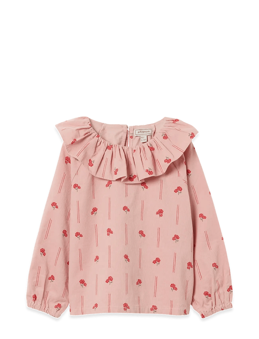 Garbo&Friends - Micro Corduroy Long Sleeve Blouse - blusar & tunikor - peony - 1