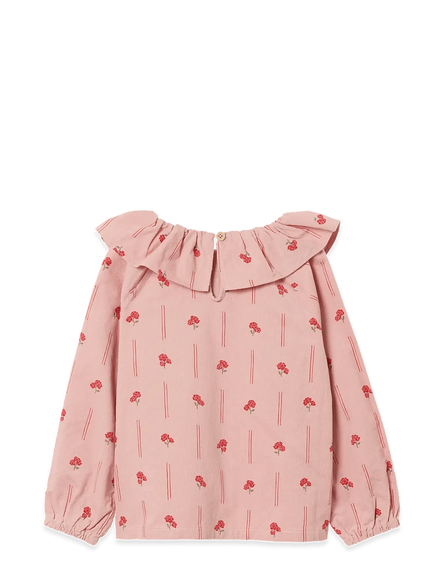 Garbo&Friends - Micro Corduroy Long Sleeve Blouse - blusar & tunikor - peony - 2