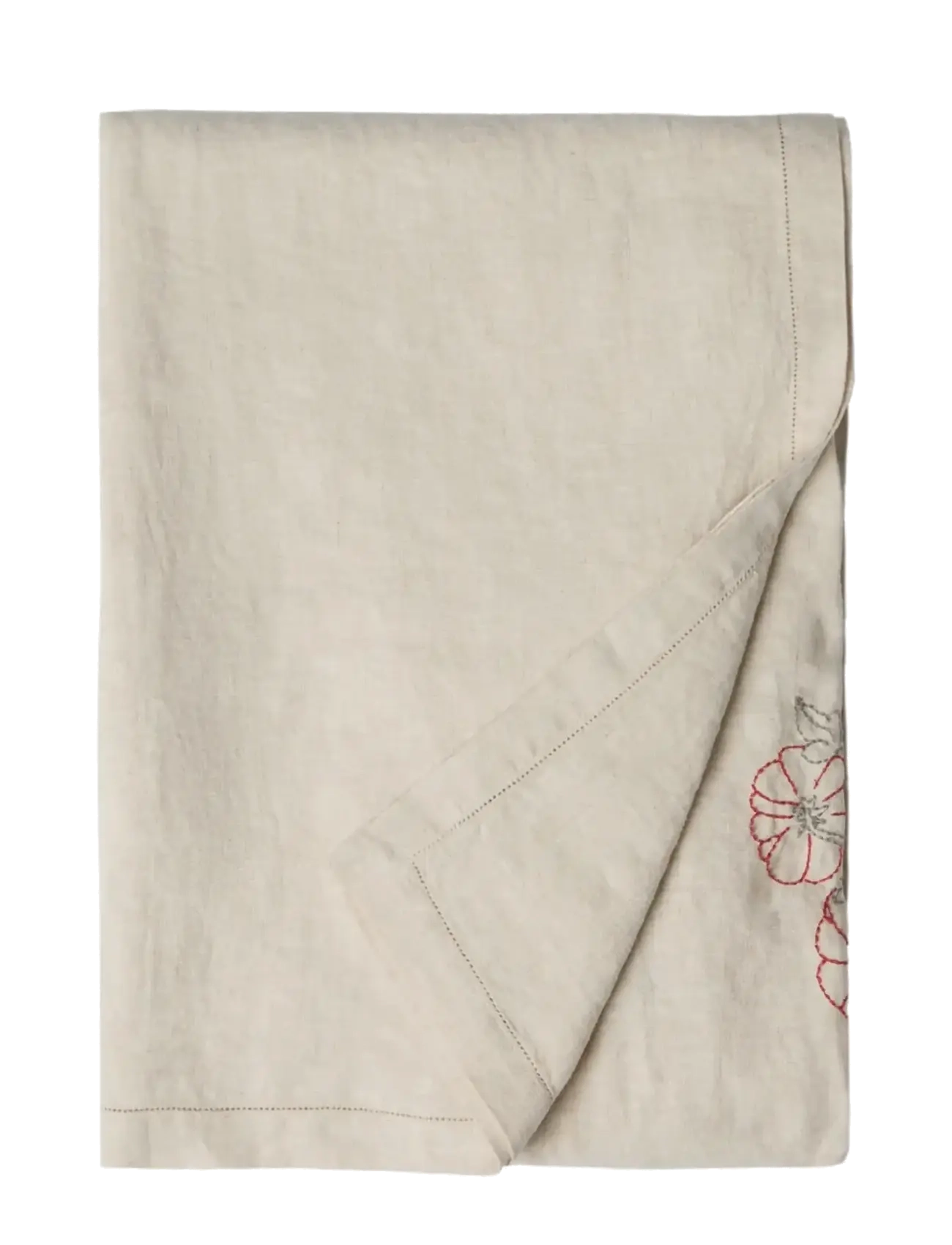 Garbo&Friends Linen Embroidered Linen tablecloth 140x220cm - Textiel - LINEN / cream