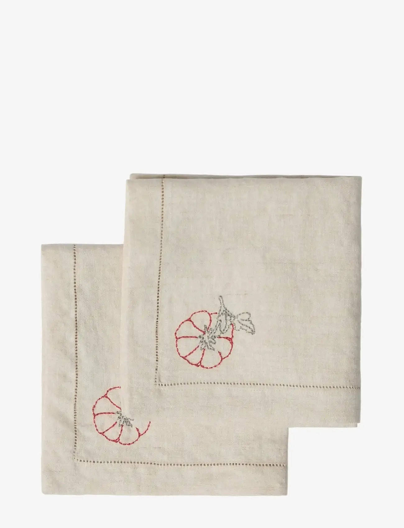 Garbo&Friends - Linen Embroidered Linen Napkin 2-pack - stofservietter - linen - 1