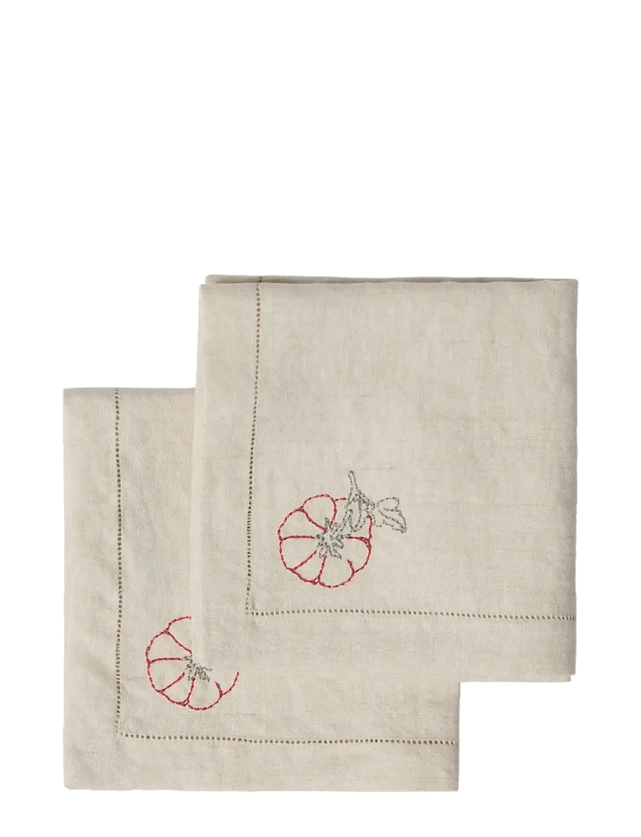 Garbo&Friends - Linen Embroidered Linen Napkin 2-pack - stofservietter - linen - 1