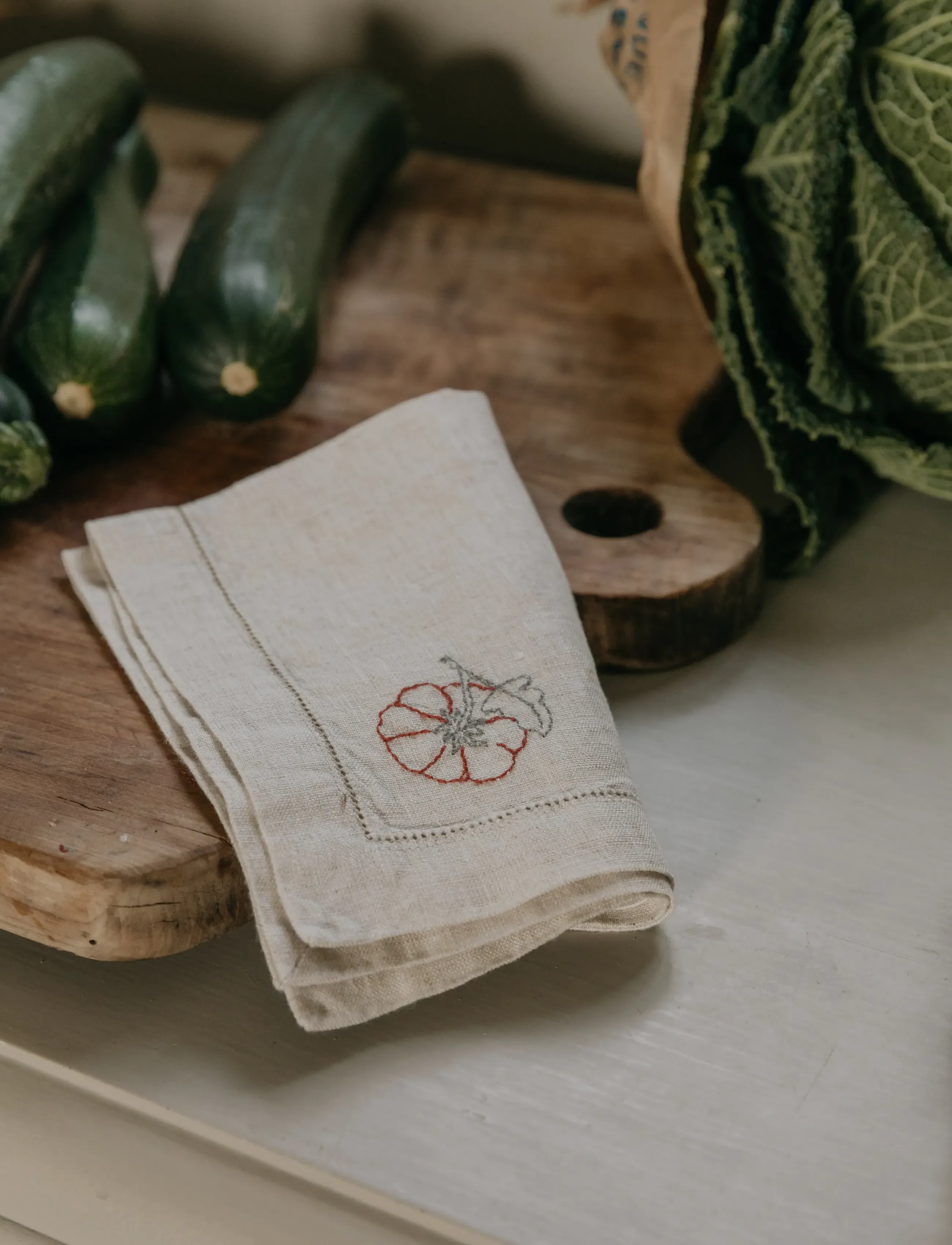 Garbo&Friends - Linen Embroidered Linen Napkin 2-pack - linen- & cotton napkins - linen - 5
