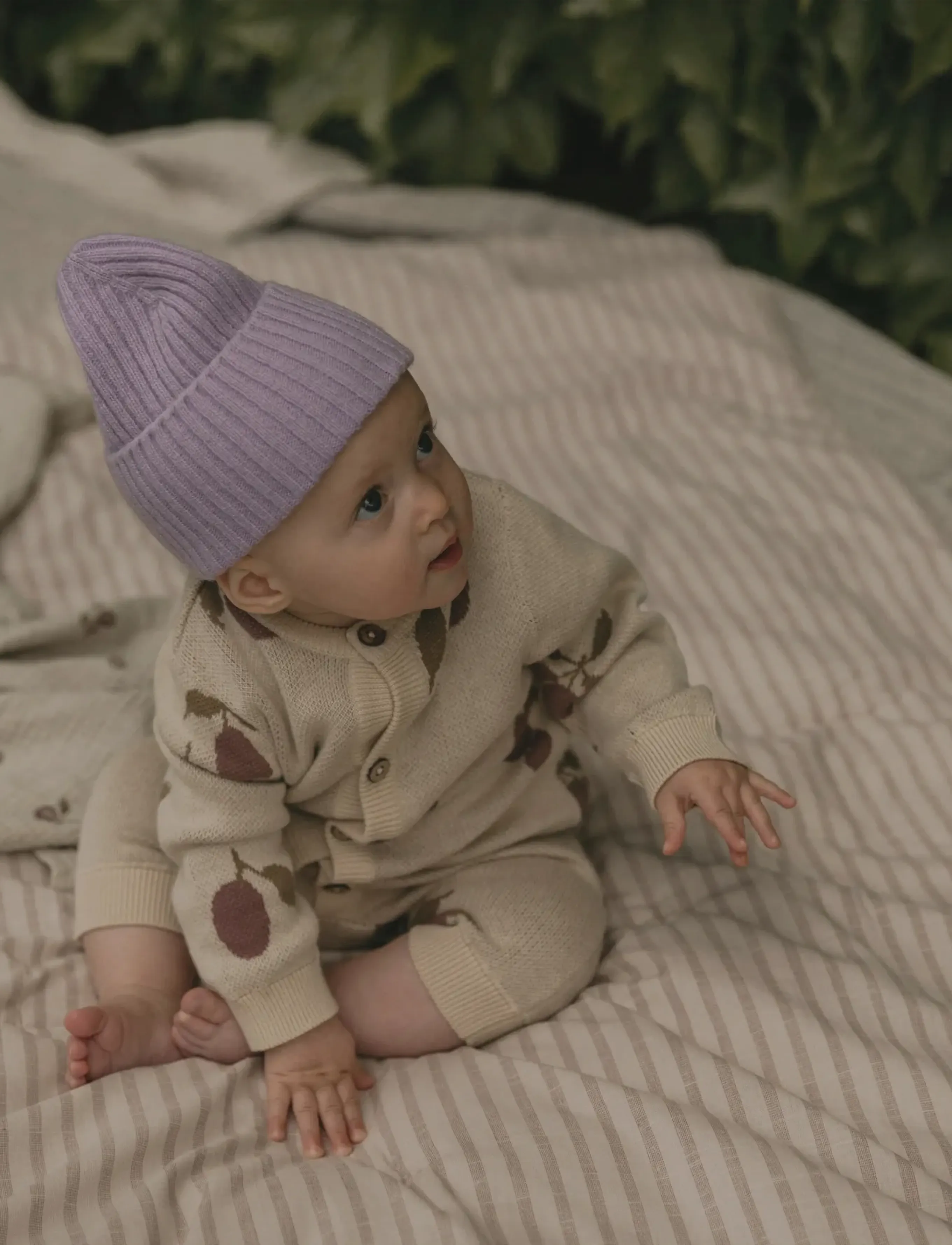 Garbo&Friends Bed Set Baby, 70X80/ 28X35 cm, Stripe Mauve, 70X80/28X35 cm, Cream, Søvntid > Sengesæt, Børn