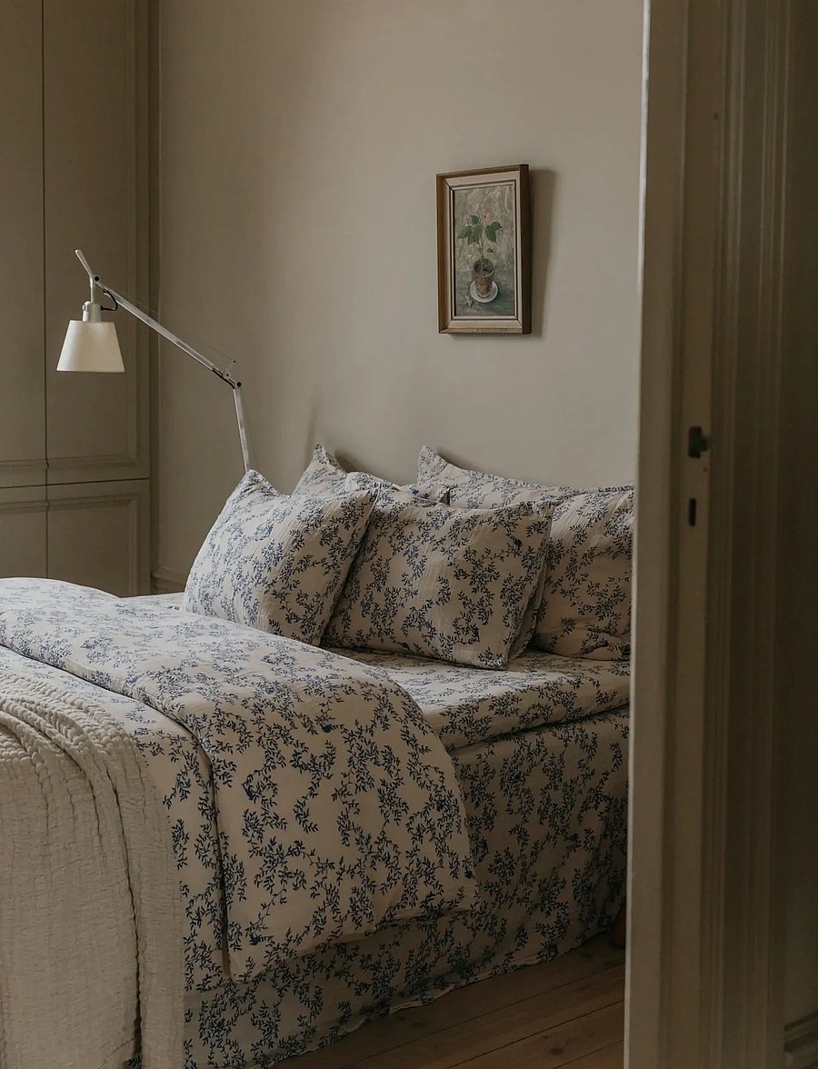 Garbo&Friends - Muslin Bed Skirt Single, 90x200x53 cm, Plum - bettröcke - jardim - 2