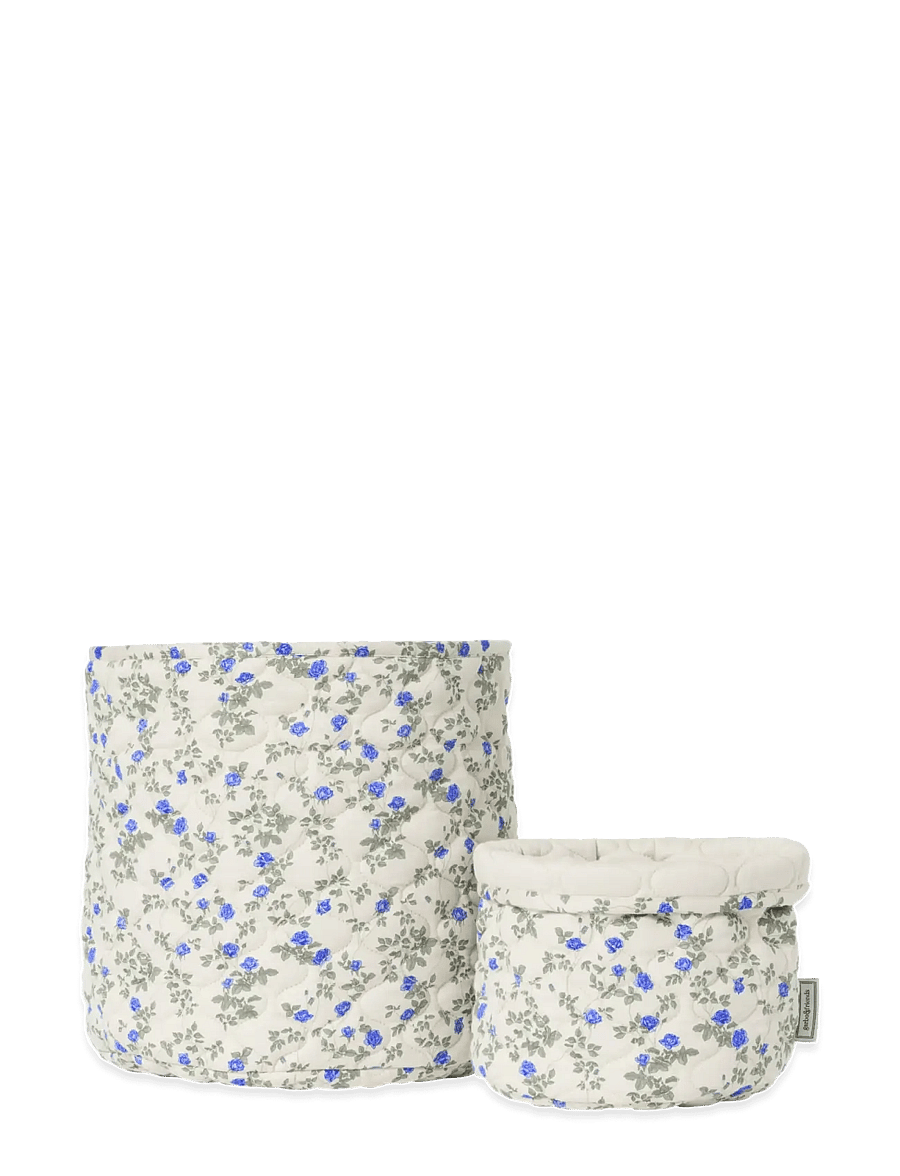 Garbo&Friends - Satin Quilted Basket, 20x20cm / 30x30cm, Blueberry - förvaringskorgar - dainty - 1