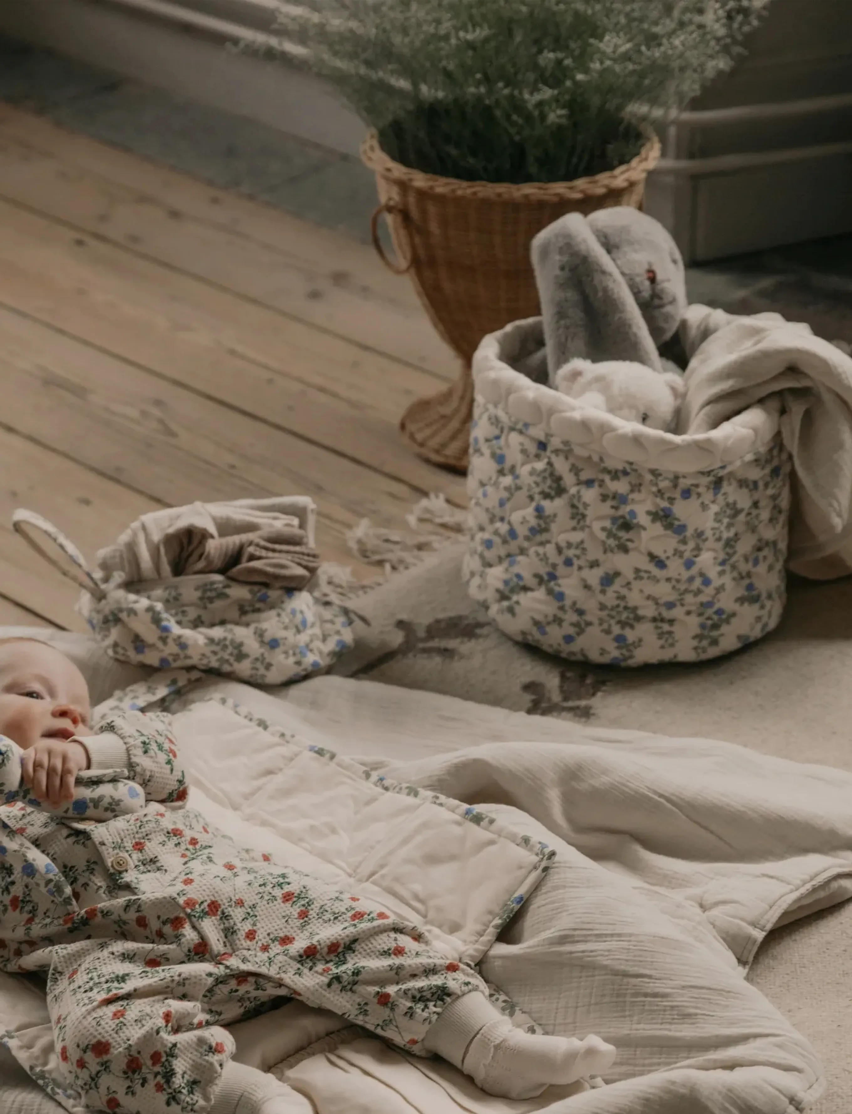 Garbo&Friends Satin Quilted Basket, 20X20Cm / 30X30Cm, Dainty, 20X20 cm/30X30 cm, Storage, Mehrfarbig/gemustert - Storage Baskets, Kinder