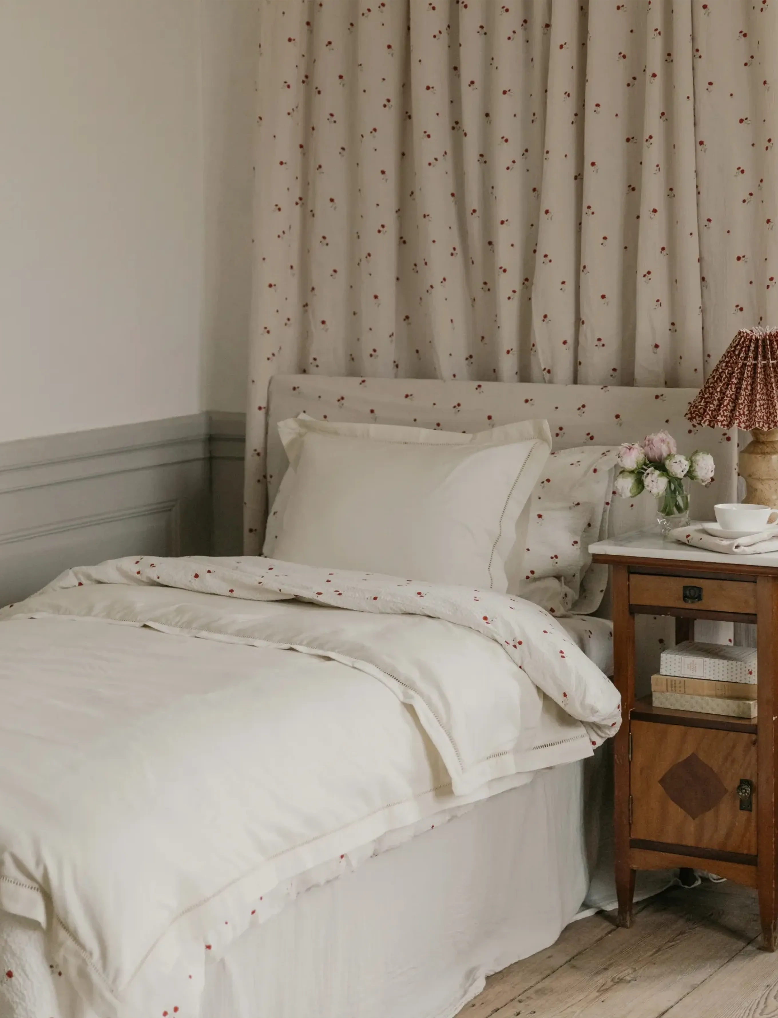 Garbo&Friends - Ladder Lace Duvet Cover Single, 150x210 cm, Pearl - påslakanset - pearl - 3