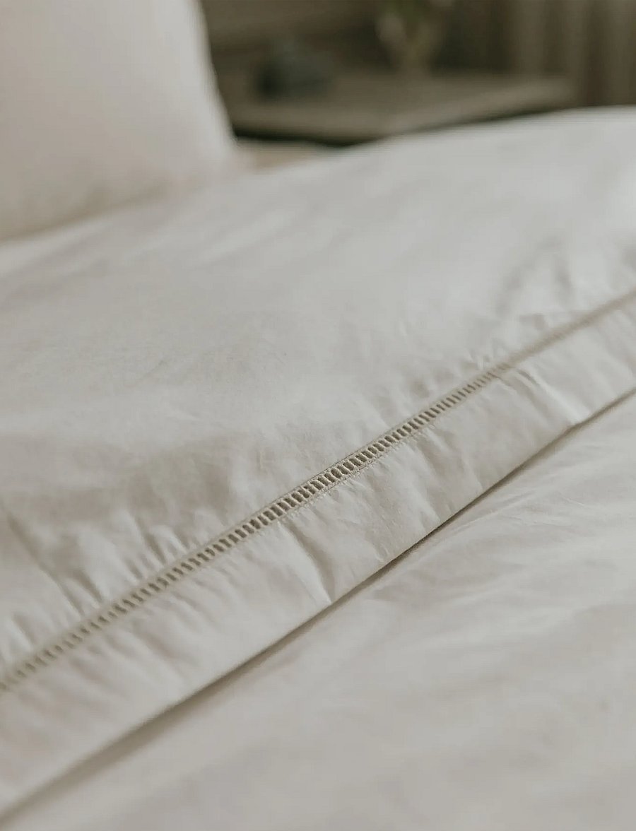 Garbo&Friends - Ladder Lace Duvet Cover Single, 150x210 cm, Pearl - påslakanset - pearl - 4