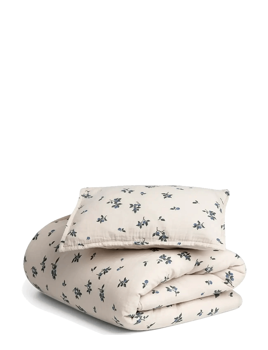 Garbo&Friends - Muslin Bed Set Junior, 100x140/ 40x45 cm, Blueberry - sengesæt - blueberry - 1